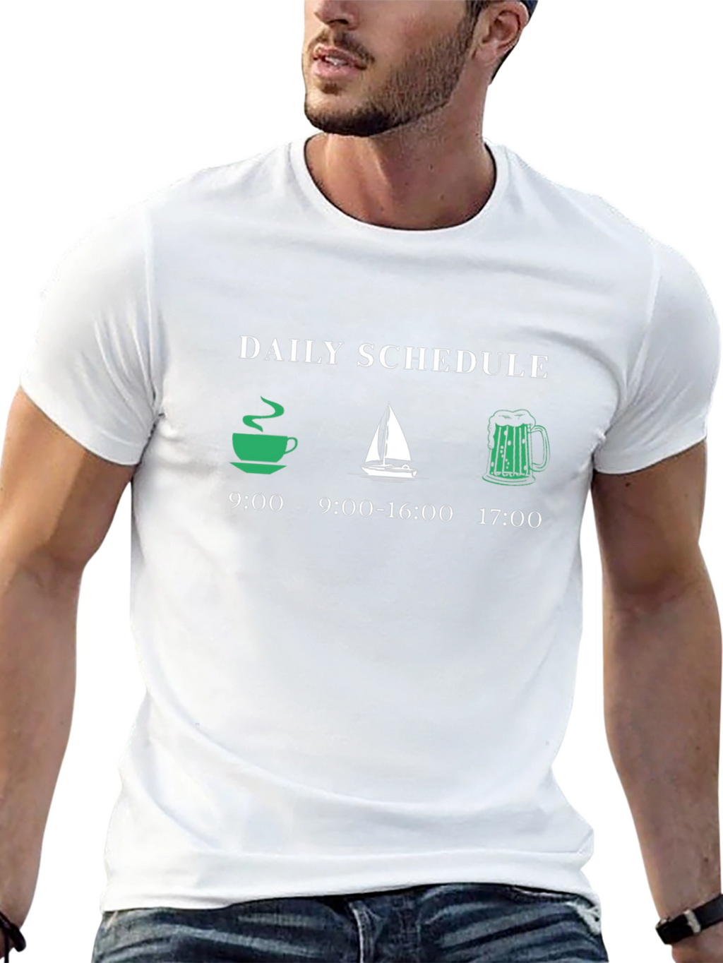 Daily Schedule T-Shirt: Coffee Sailing Beer