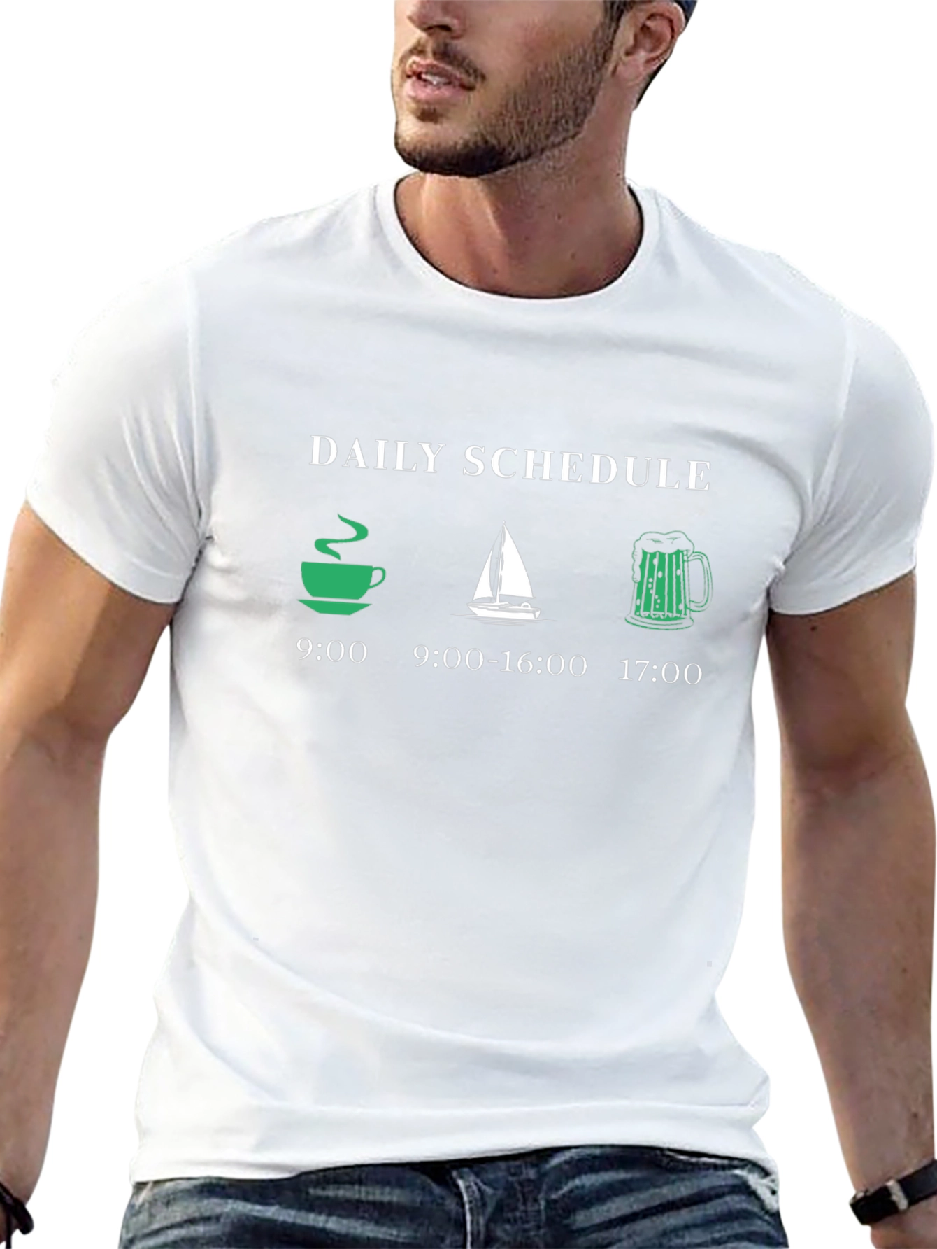 Daily Schedule T-Shirt: Coffee Sailing Beer