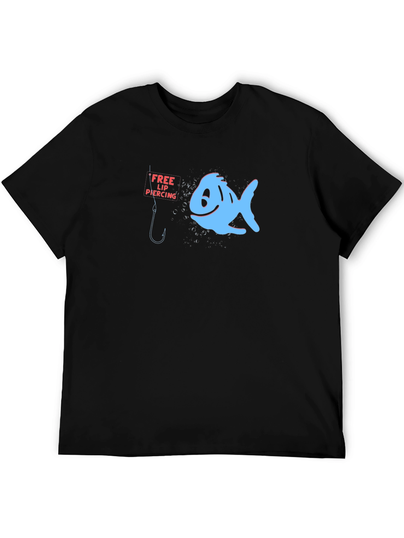 Funny Fishing T-Shirt - Free Lip Piercing Fish Graphic Tee