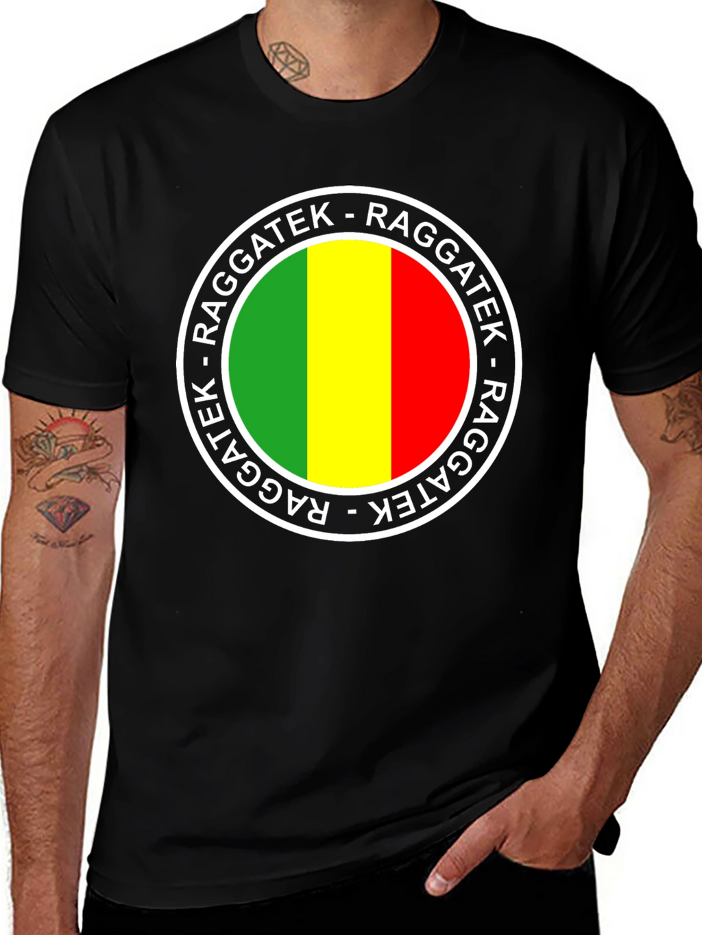 Raggatek Graphic Tee - Green Yellow Red Design