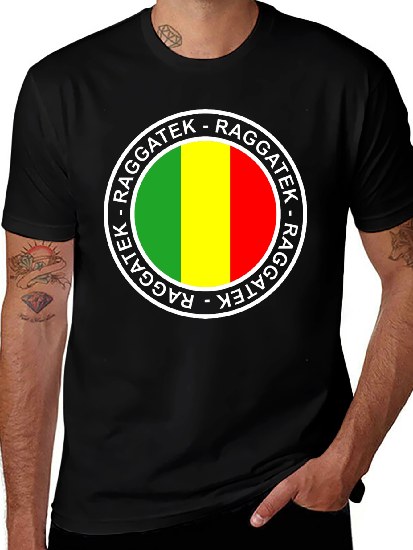Raggatek Graphic Tee - Green Yellow Red Design