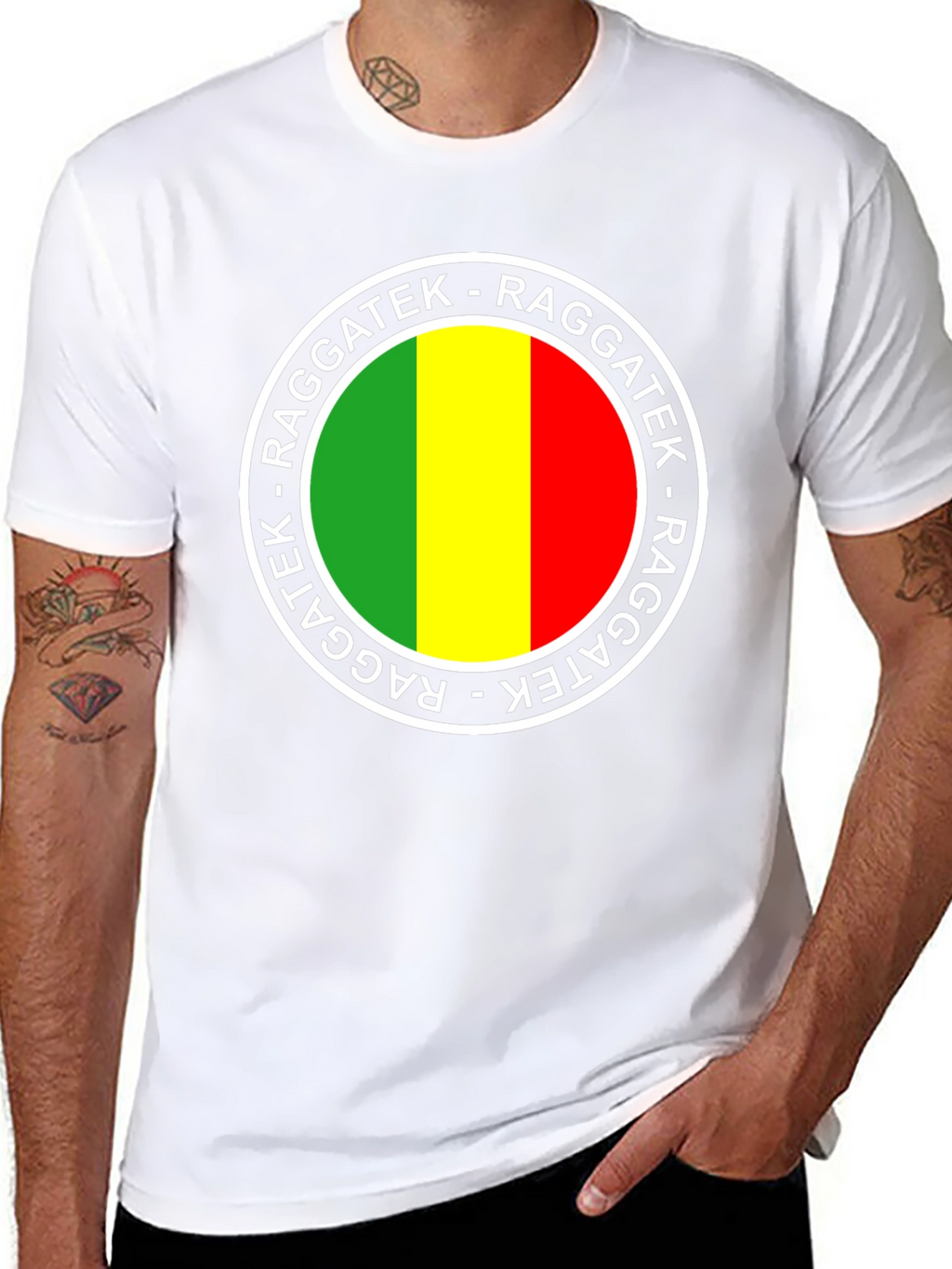 Raggatek Graphic Tee - Green Yellow Red Design