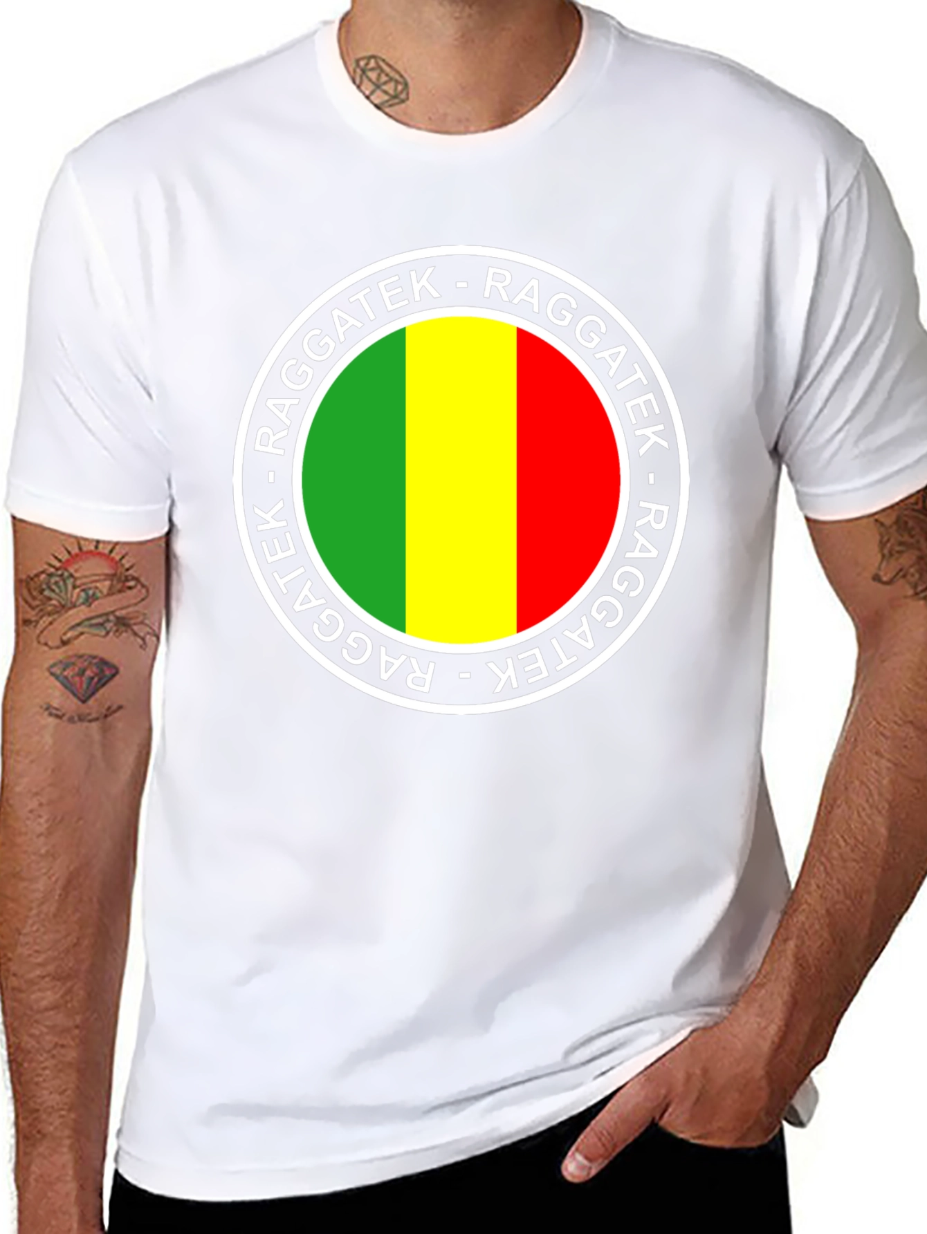Raggatek Graphic Tee - Green Yellow Red Design