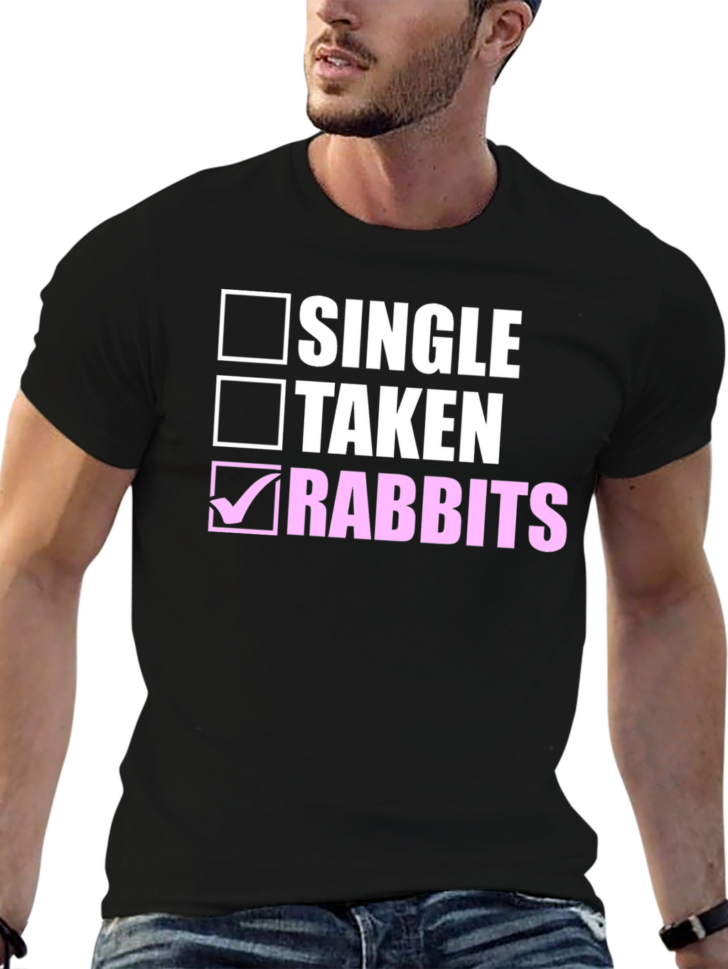 Single Taken Rabbits Black Cotton Tee