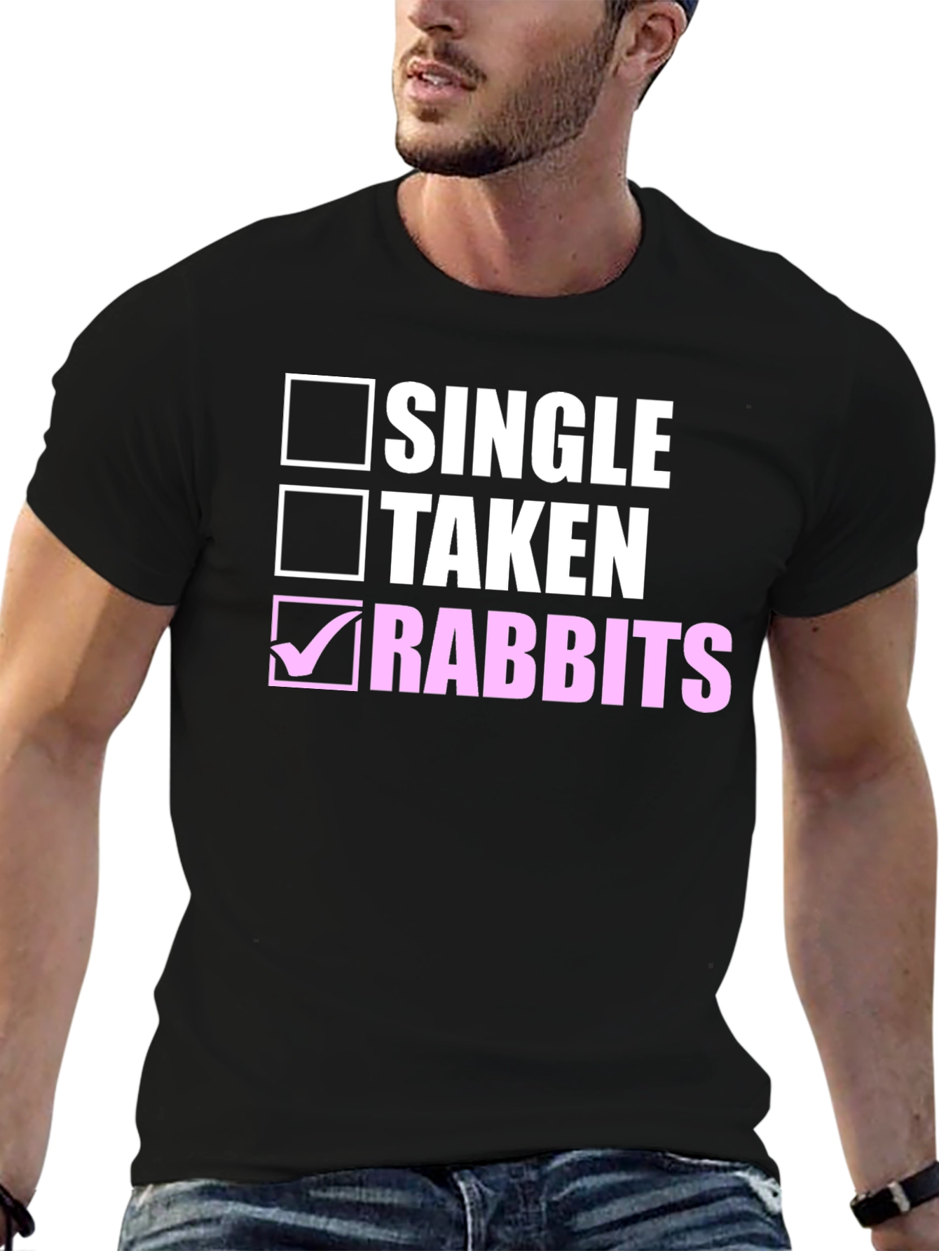 Single Taken Rabbits Black Cotton Tee