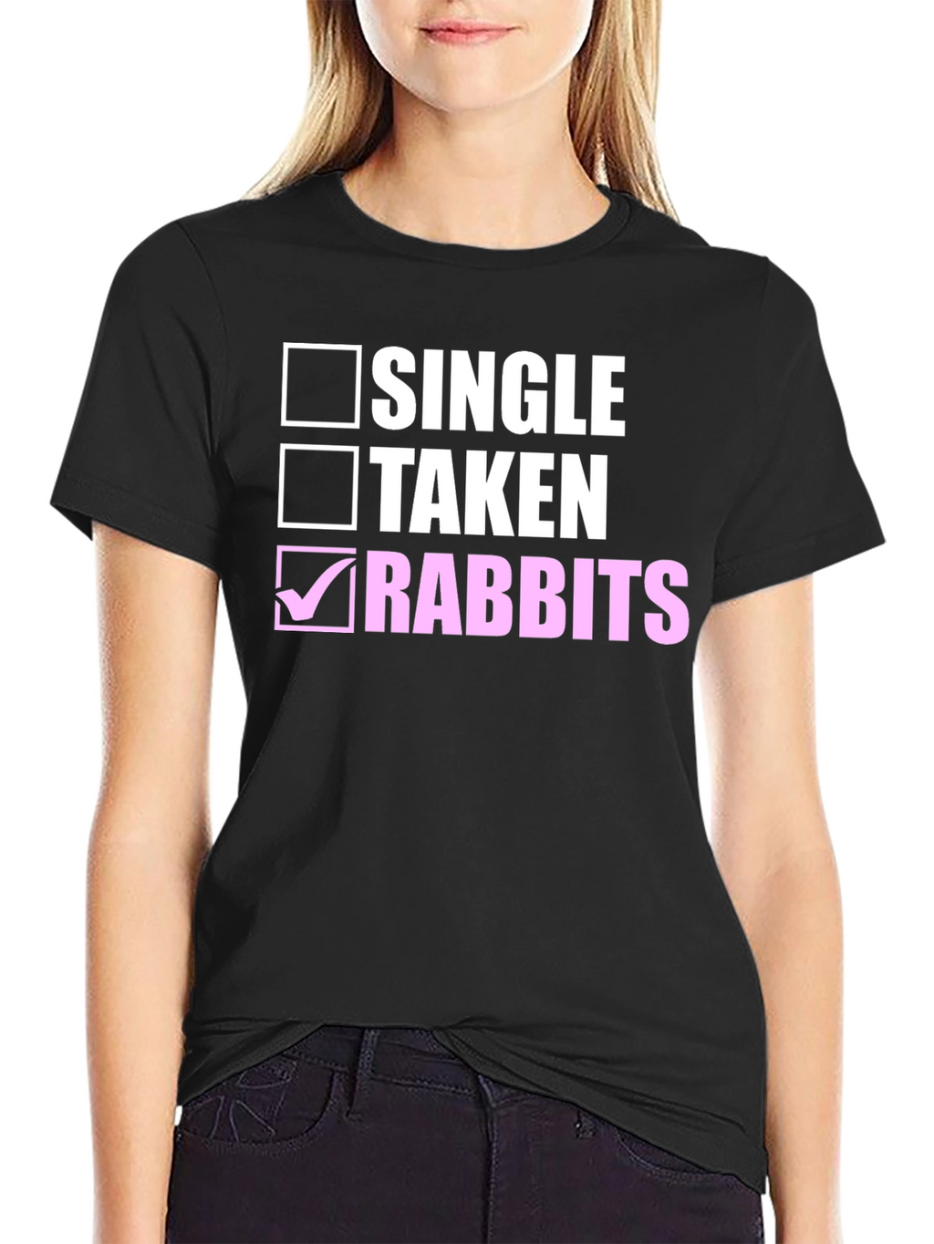 Single Taken Rabbits Black Cotton Tee