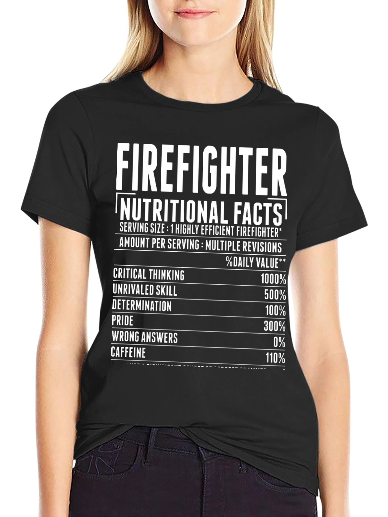 Firefighter Nutritional Facts Graphic T-Shirt