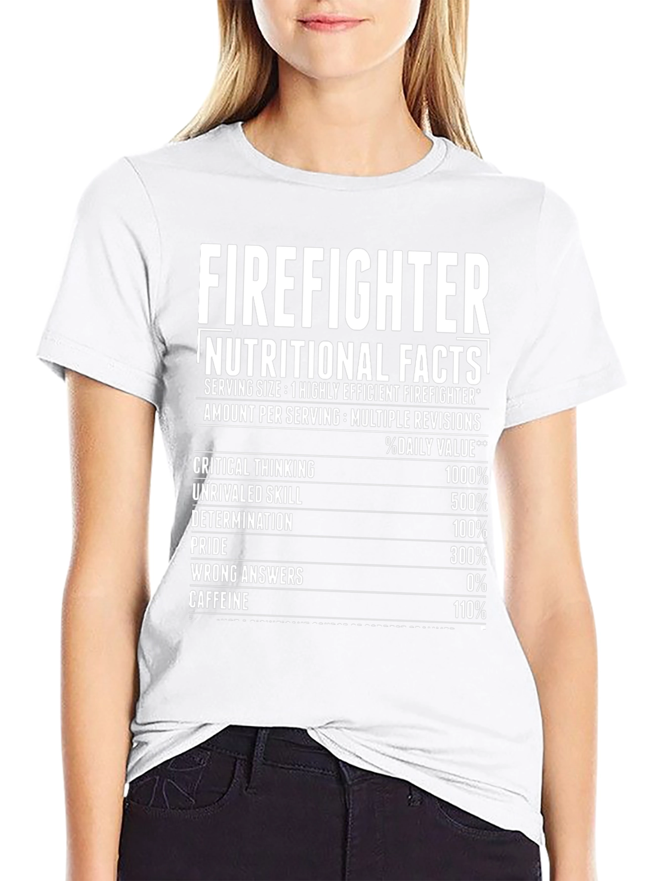 Firefighter Nutritional Facts Graphic T-Shirt