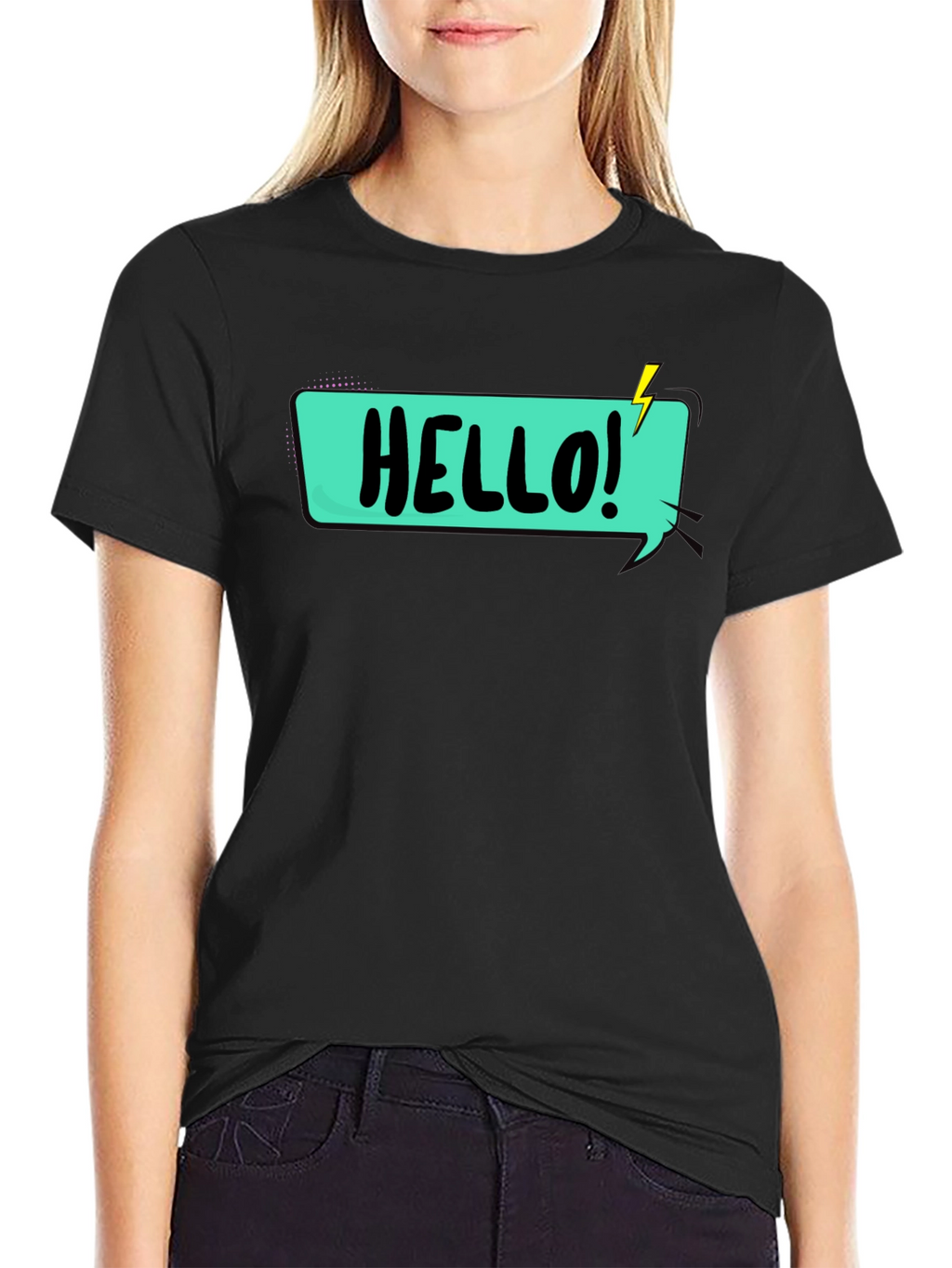 Hello Graphic T-Shirt - Black Casual Tee