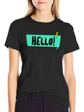 Hello Graphic T-Shirt - Black Casual Tee