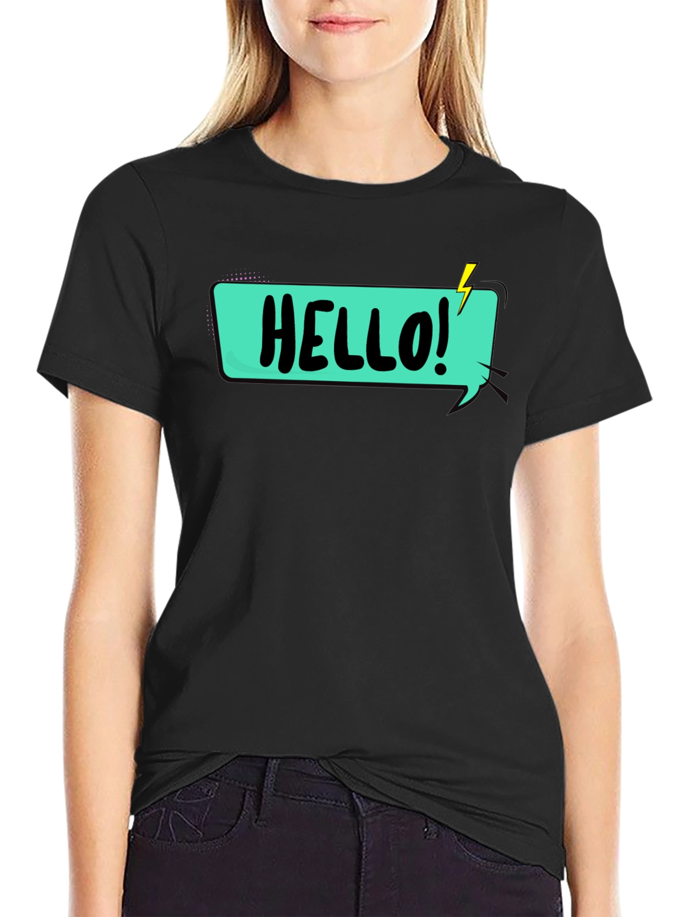 Hello Graphic T-Shirt - Black Casual Tee
