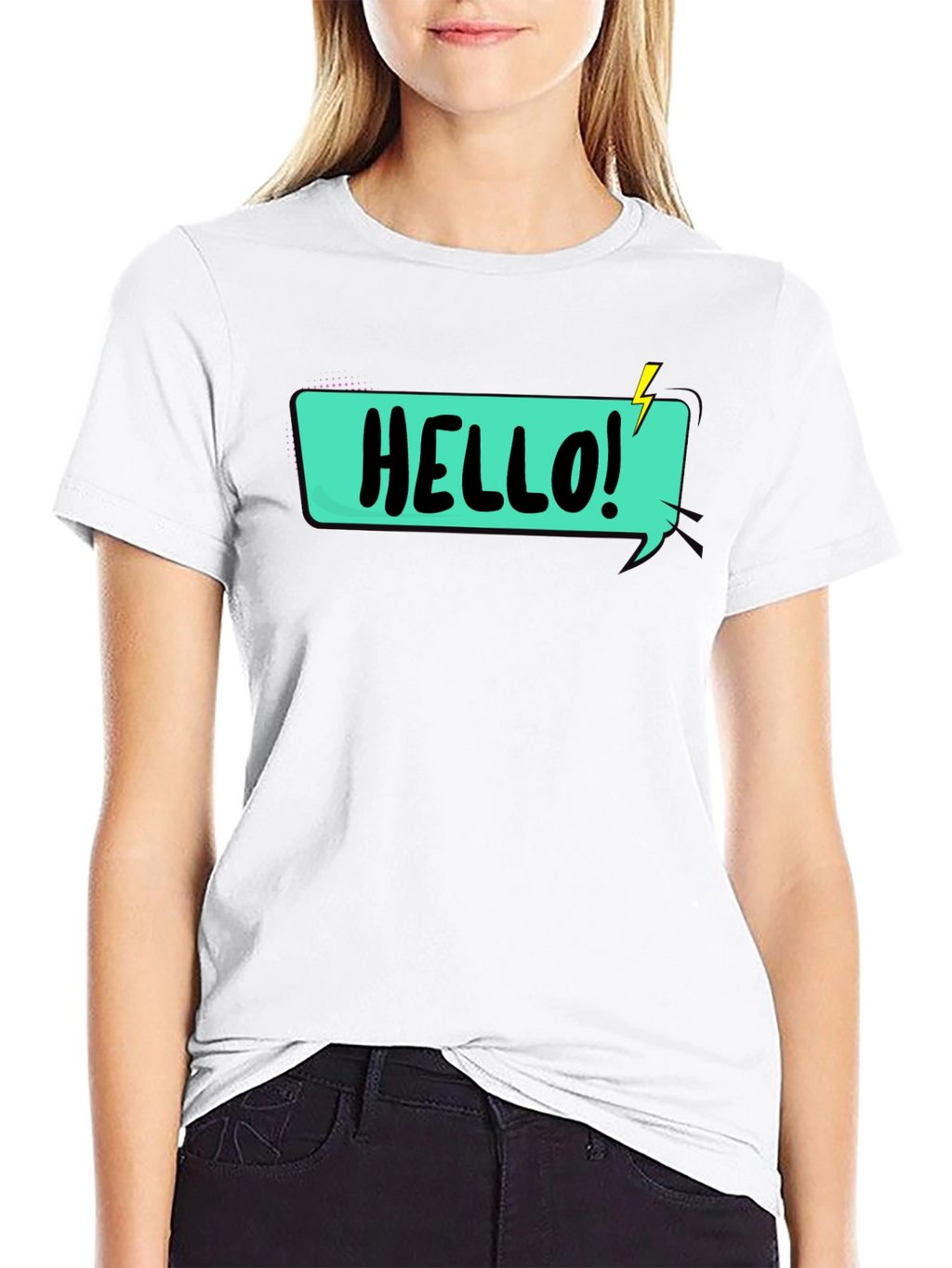 Hello Graphic T-Shirt - Black Casual Tee
