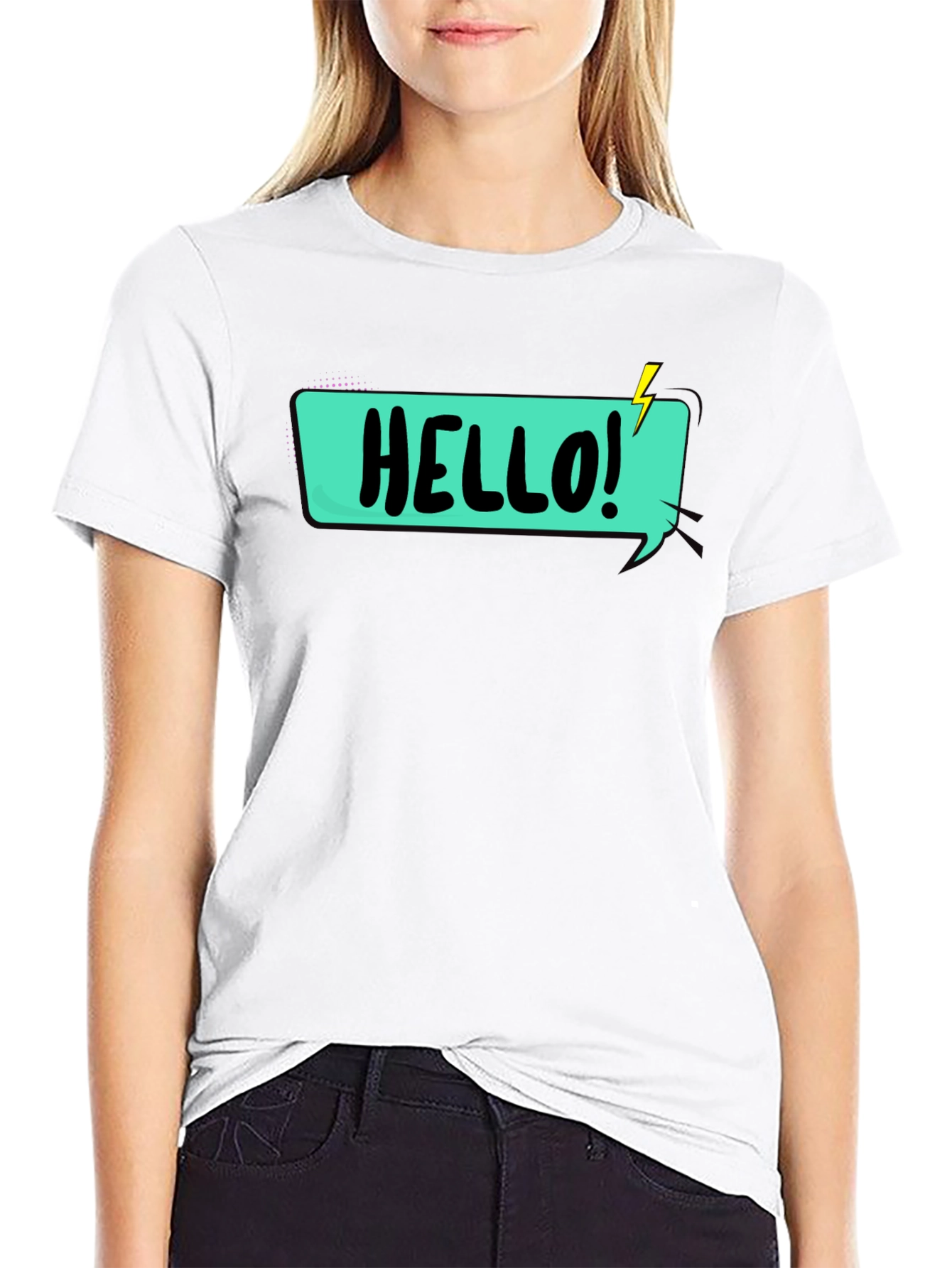Hello Graphic T-Shirt - Black Casual Tee