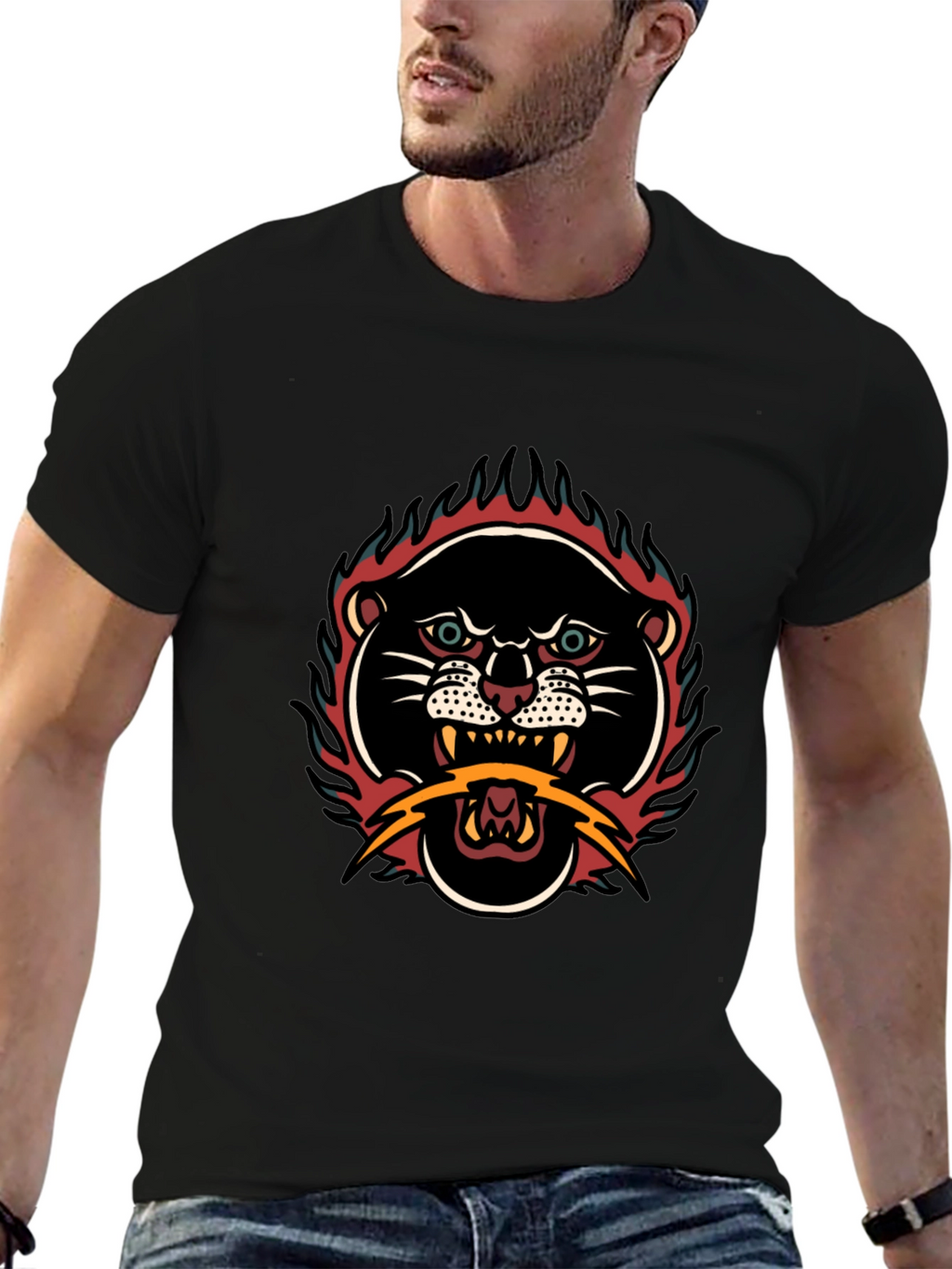 Retro Tattoo Style Panther Graphic Tee