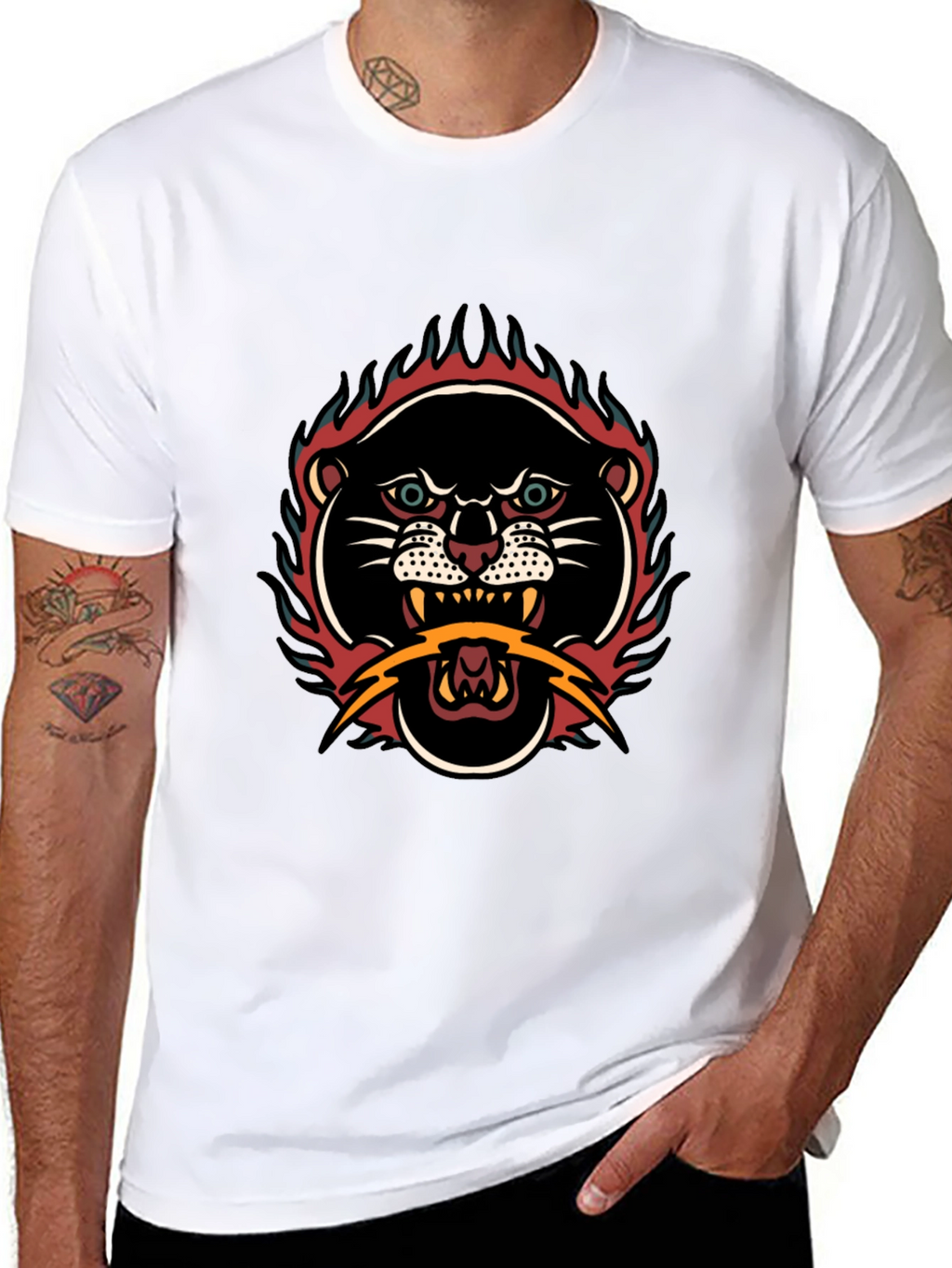 Retro Tattoo Style Panther Graphic Tee