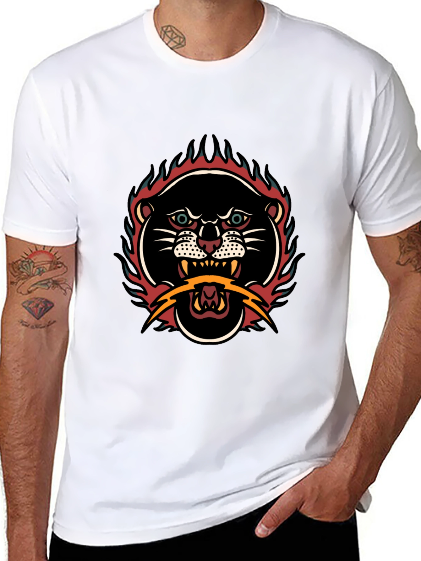 Retro Tattoo Style Panther Graphic Tee