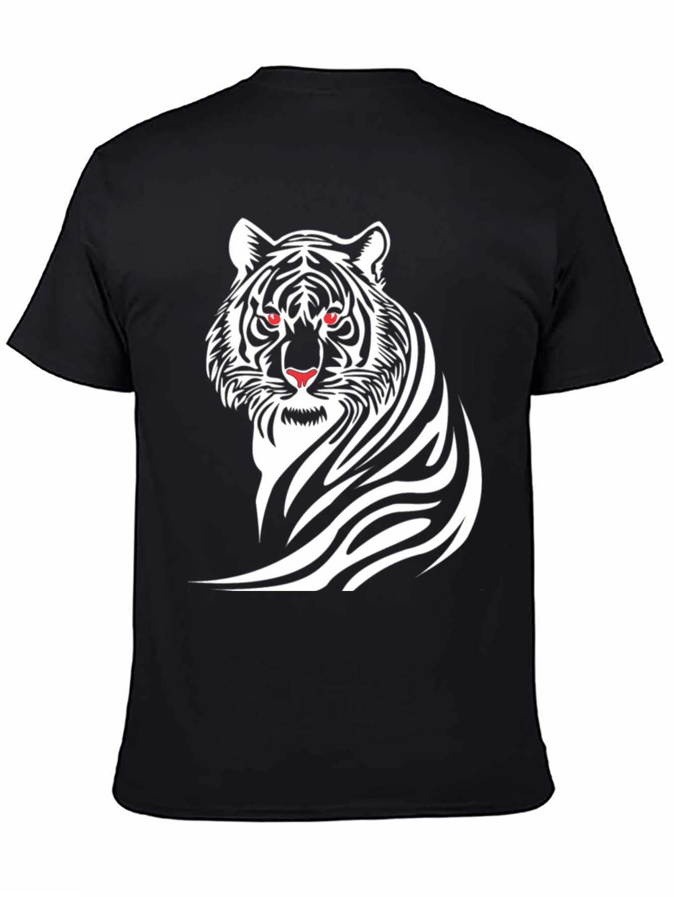 Bold Tiger Graphic Tee - Black Cotton T-Shirt
