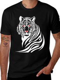 Bold Tiger Graphic Tee - Black Cotton T-Shirt