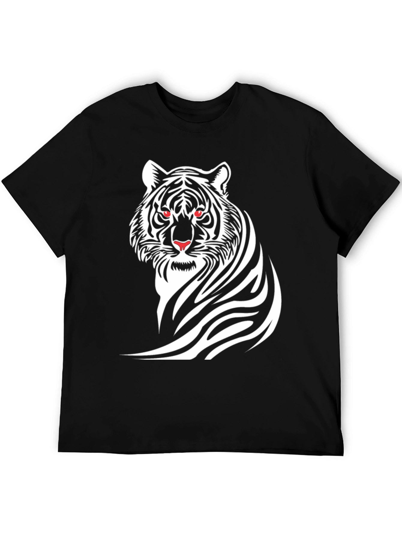 Bold Tiger Graphic Tee - Black Cotton T-Shirt