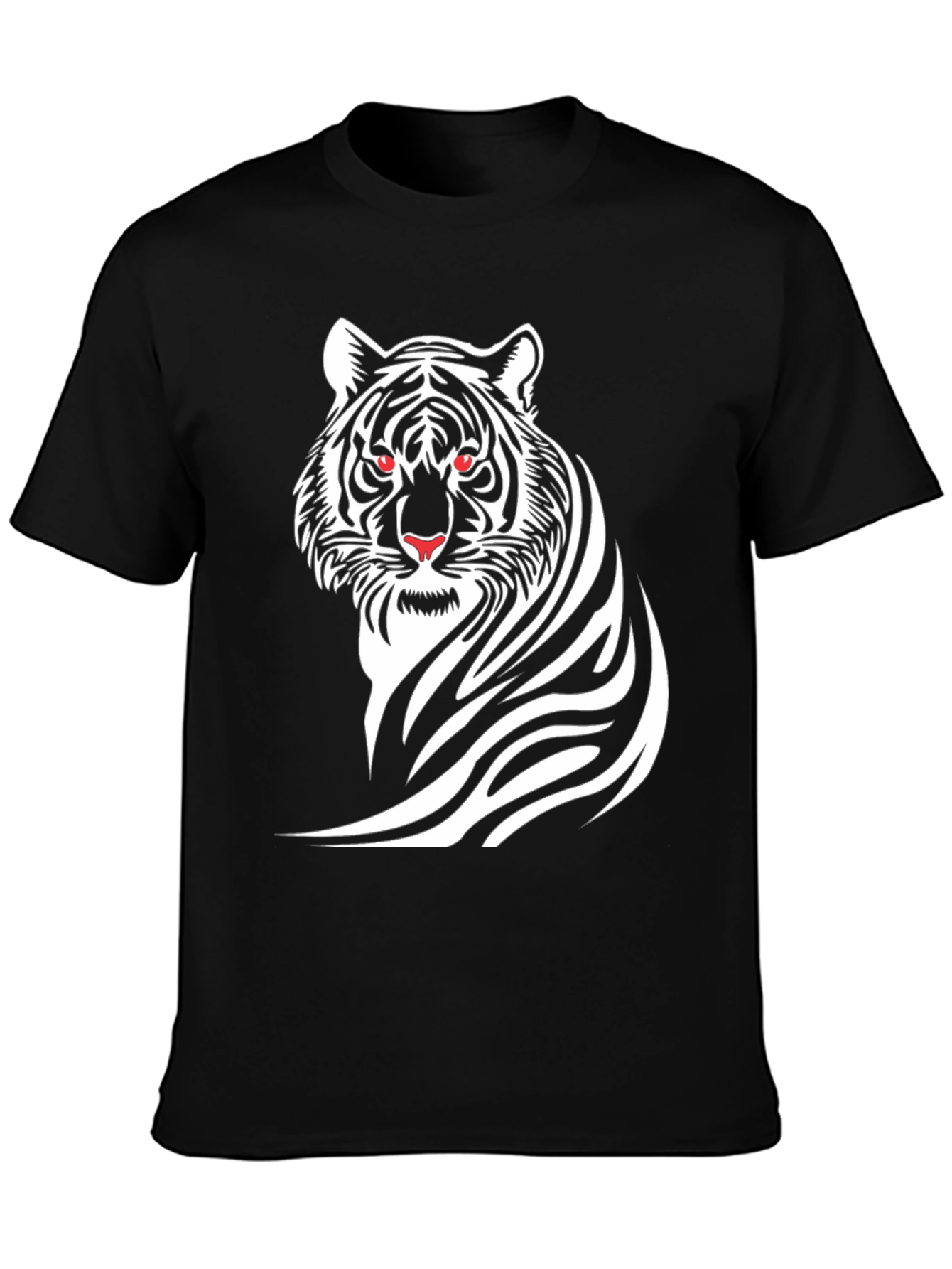 Bold Tiger Graphic Tee - Black Cotton T-Shirt