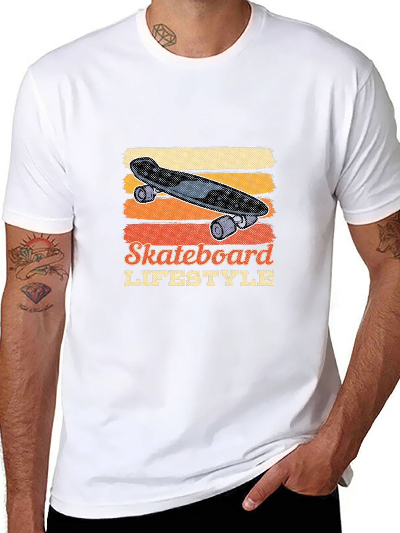 Skateboard Lifestyle Graphic Tee - Black Cotton Casual Shirt