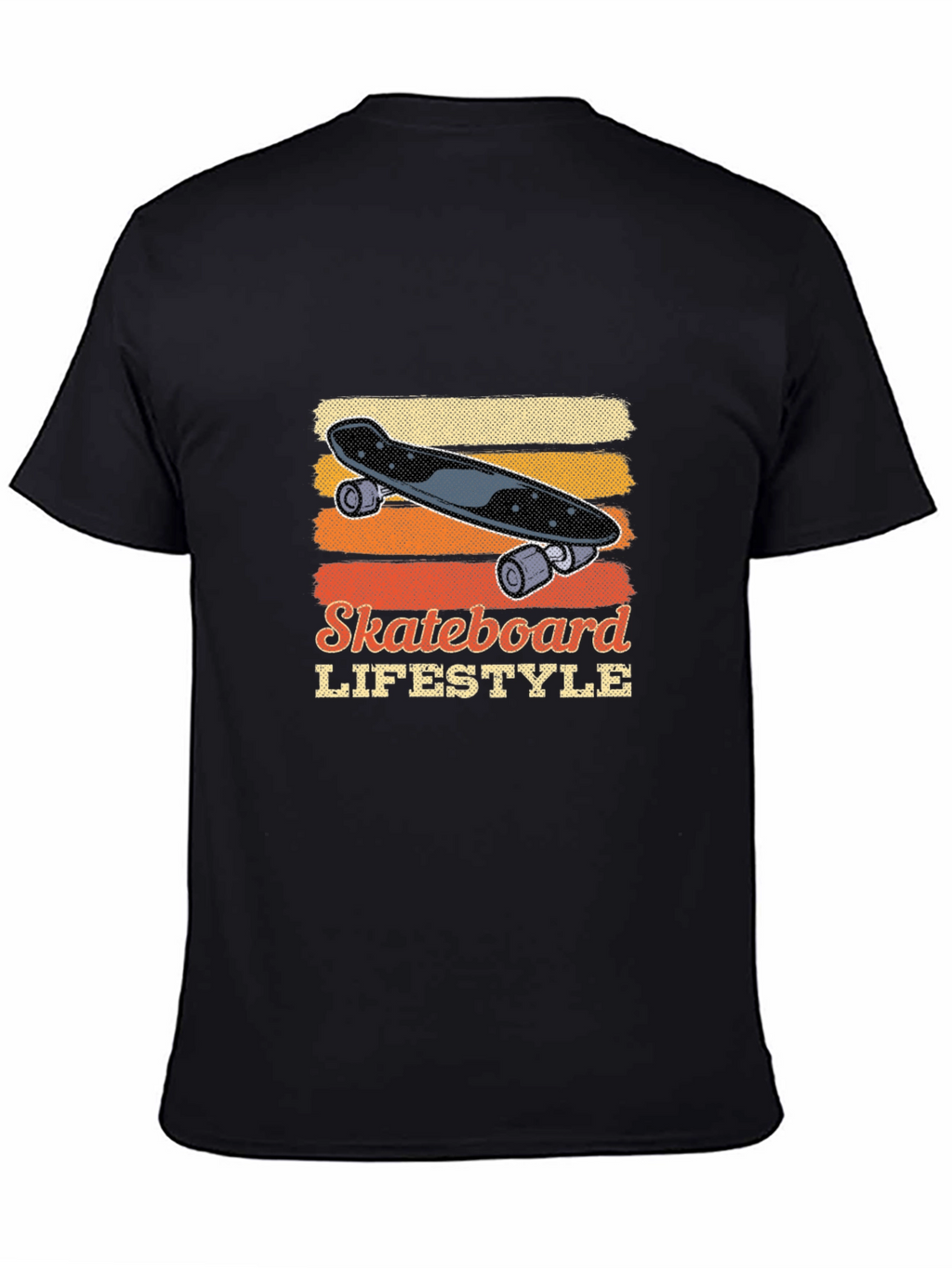 Skateboard Lifestyle Graphic Tee - Black Cotton Casual Shirt