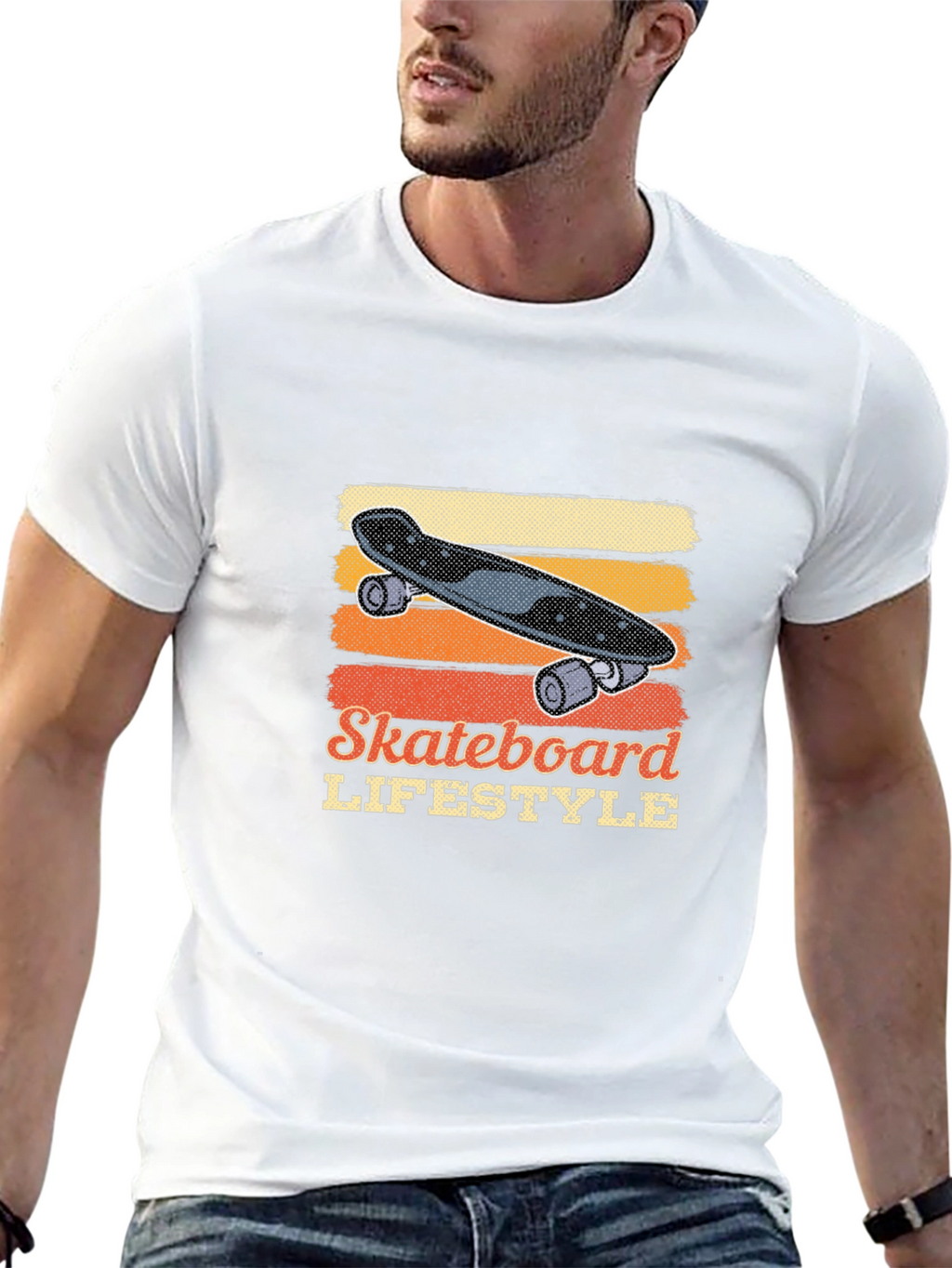 Skateboard Lifestyle Graphic Tee - Black Cotton Casual Shirt