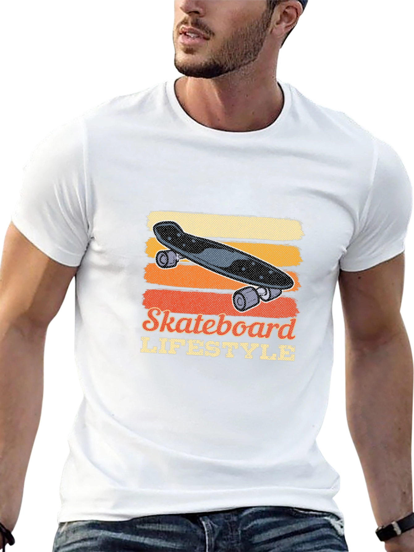 Skateboard Lifestyle Graphic Tee - Black Cotton Casual Shirt