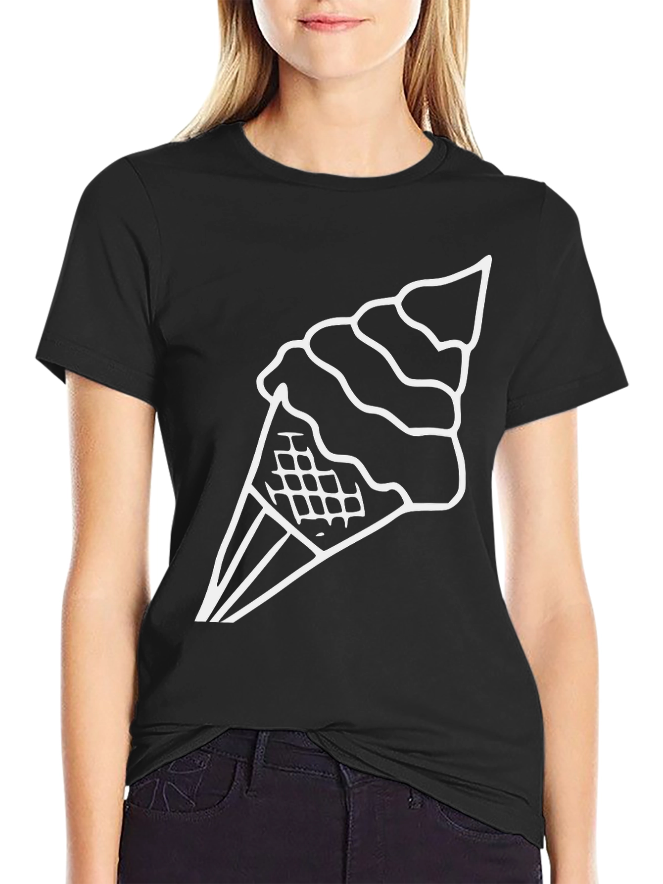 Cool Ice Cream Graphic Tee - Black T-Shirt