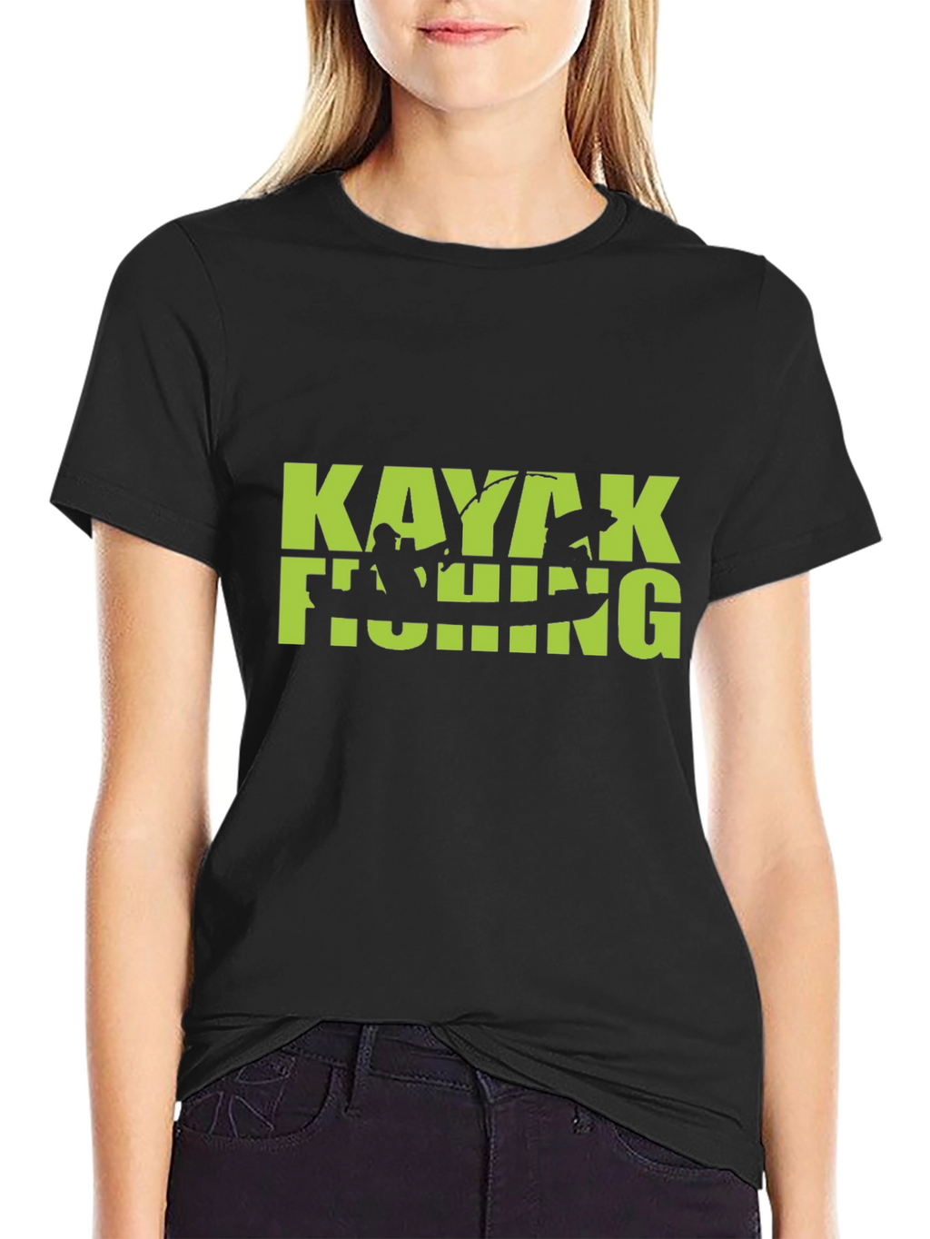 Kayaking Fishing Graphic Tee - Black