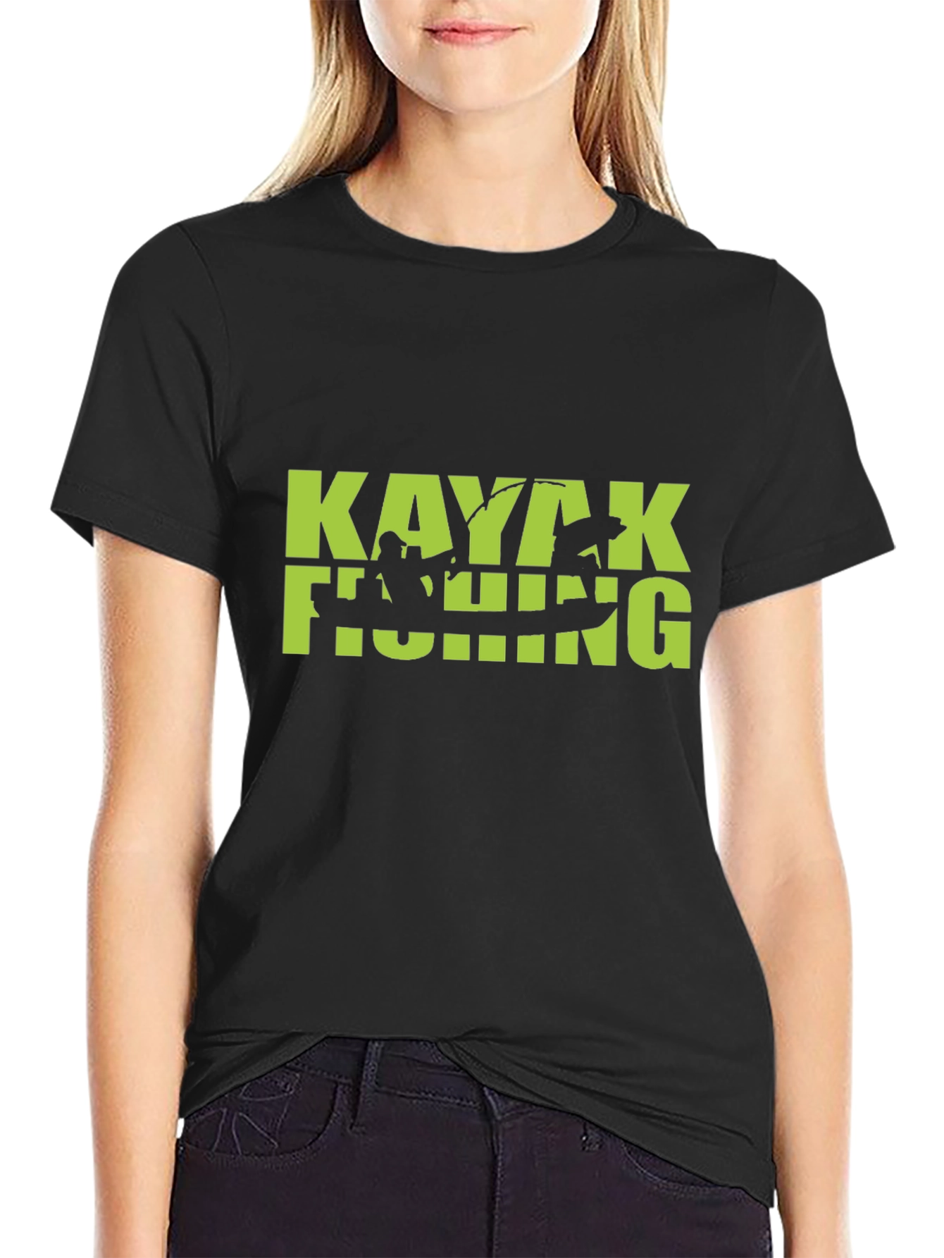 Kayaking Fishing Graphic Tee - Black