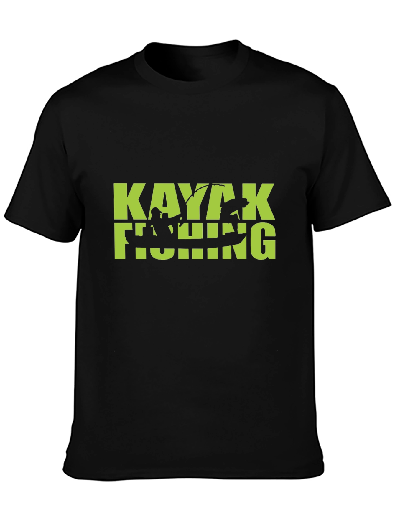 Kayaking Fishing Graphic Tee - Black