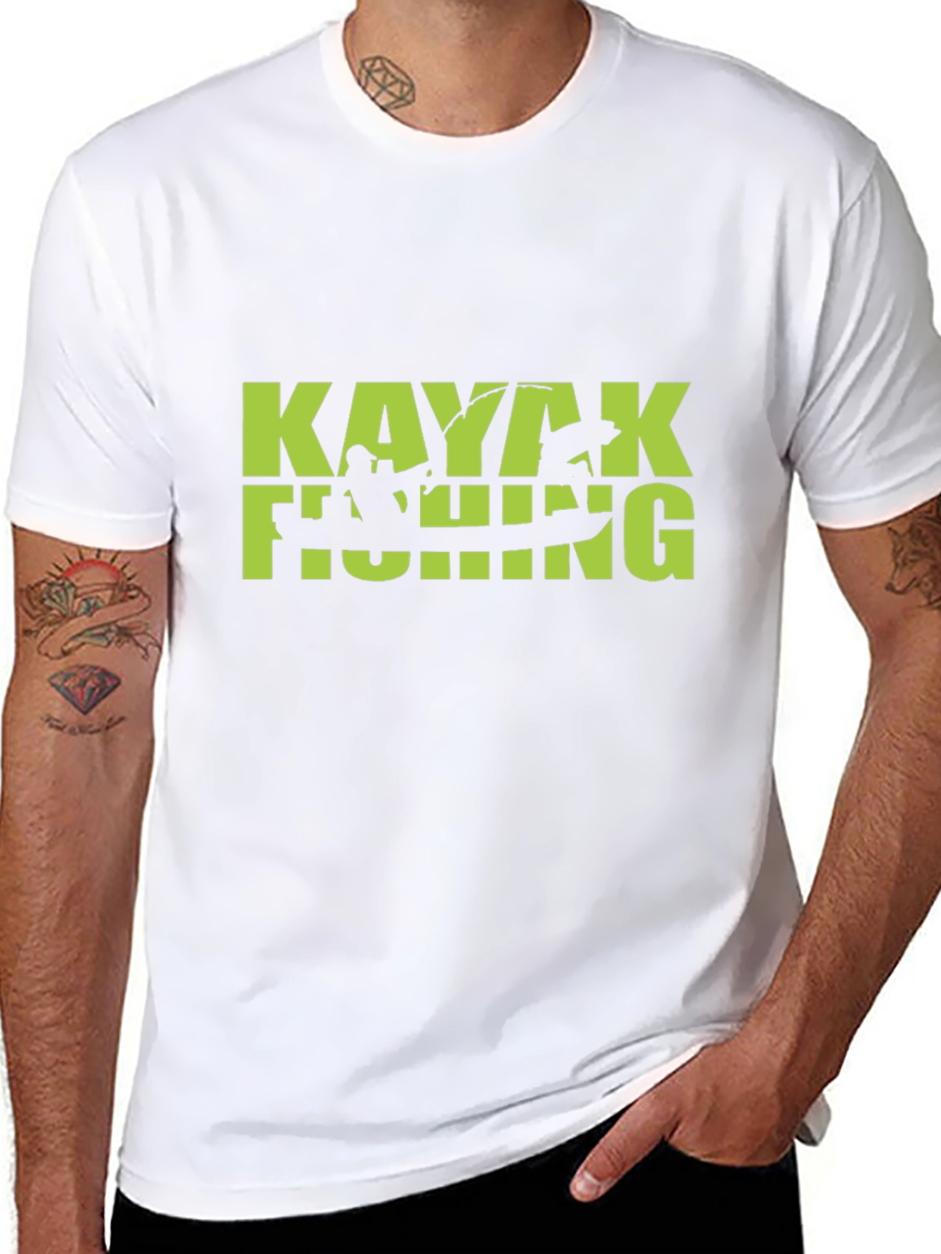 Kayaking Fishing Graphic Tee - Black