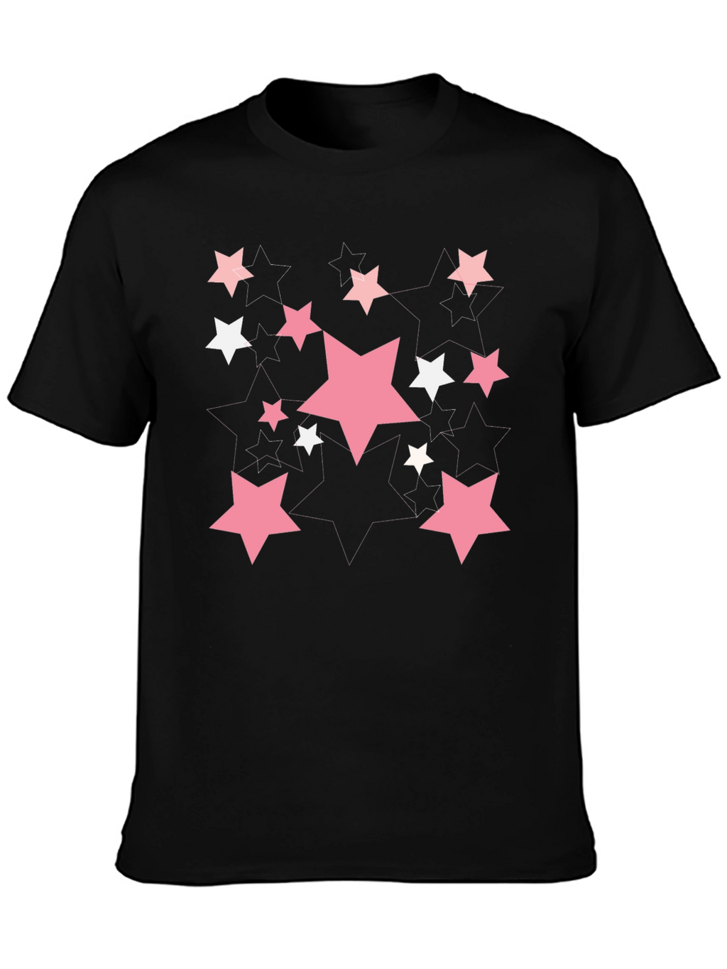 Starry Graphic Print T-Shirt - Casual Black Tee