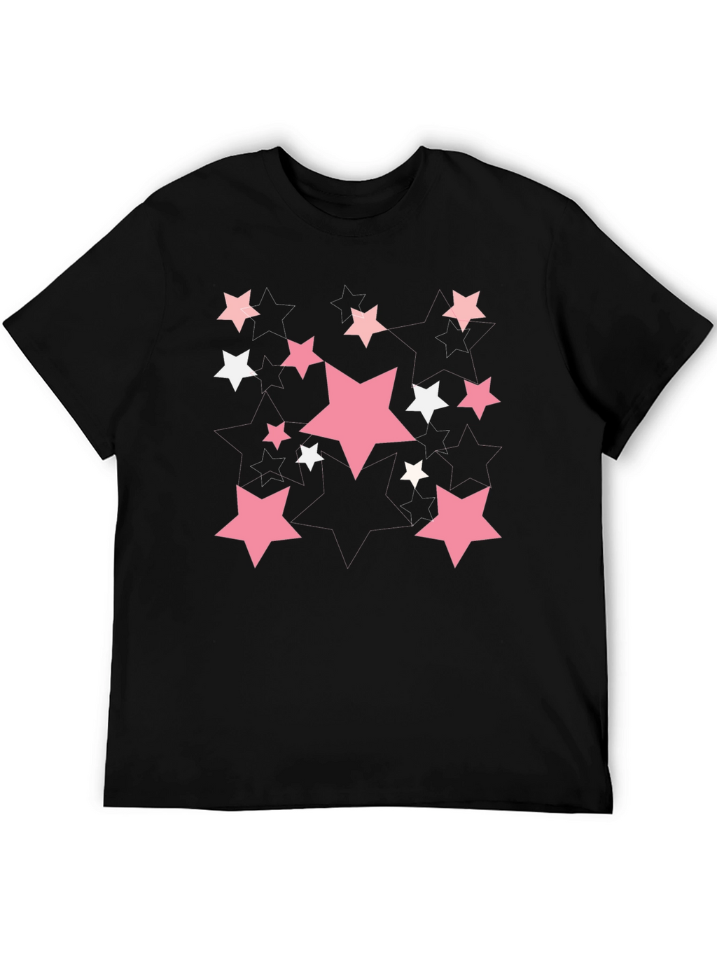 Starry Graphic Print T-Shirt - Casual Black Tee