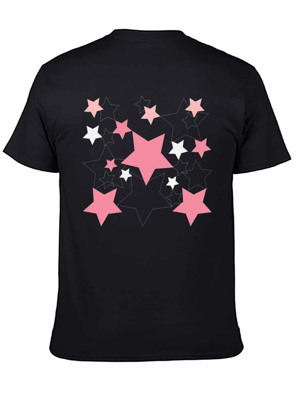 Starry Graphic Print T-Shirt - Casual Black Tee
