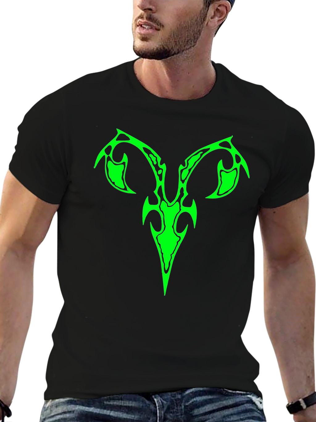Cool Tribal Ram Graphic Tee - Black
