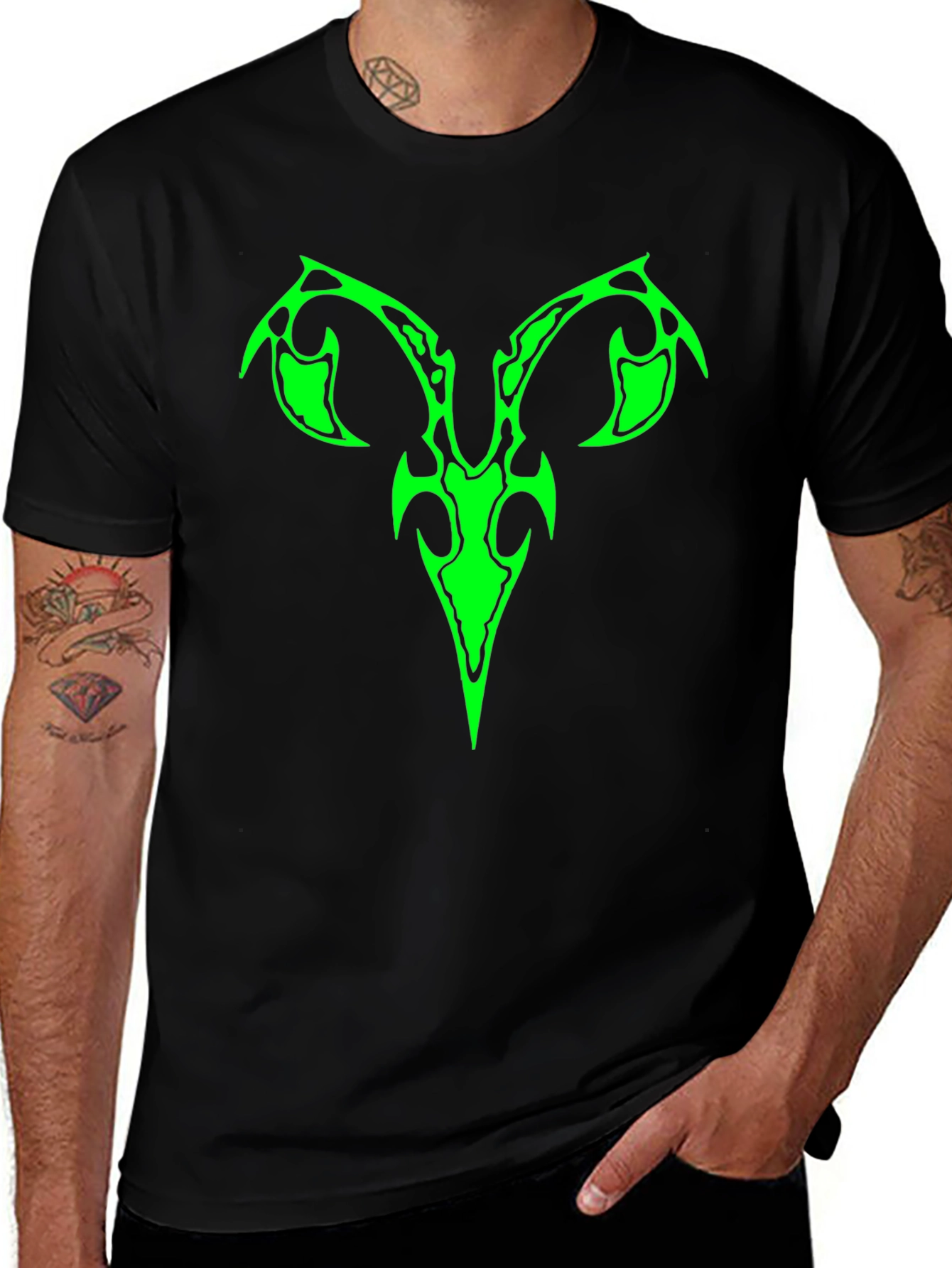 Cool Tribal Ram Graphic Tee - Black