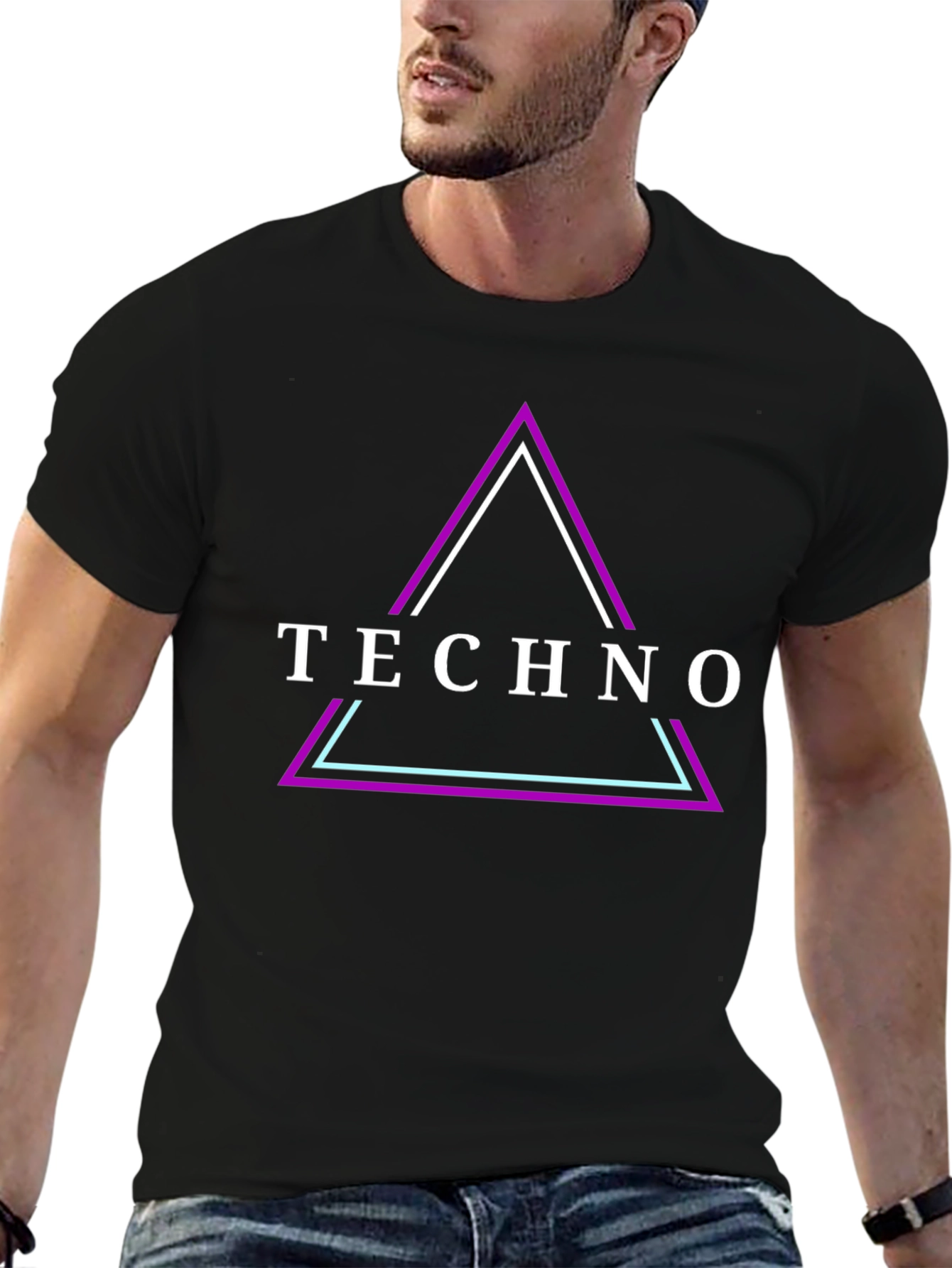 Techno Triangle Graphic T-Shirt - Black