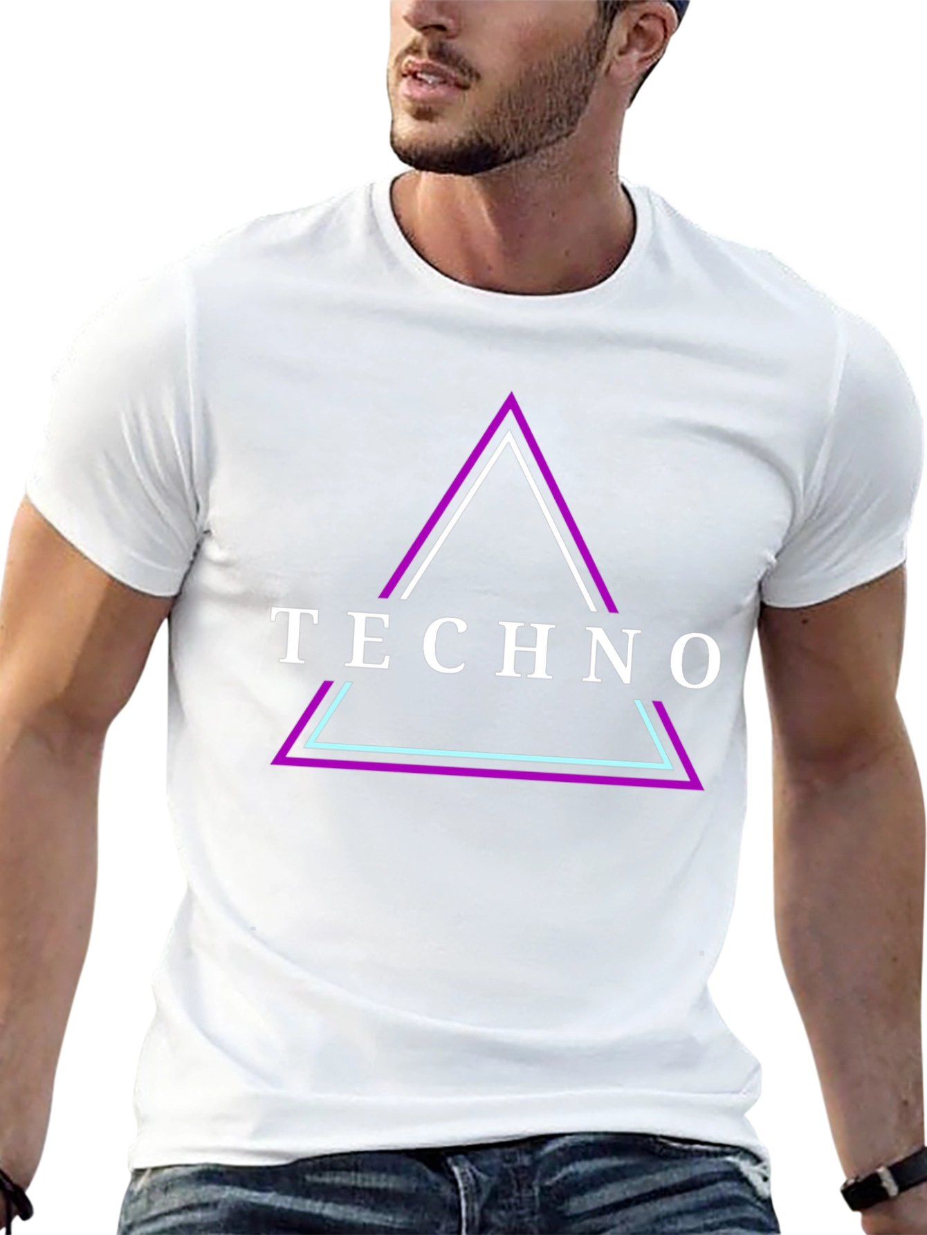 Techno Triangle Graphic T-Shirt - Black