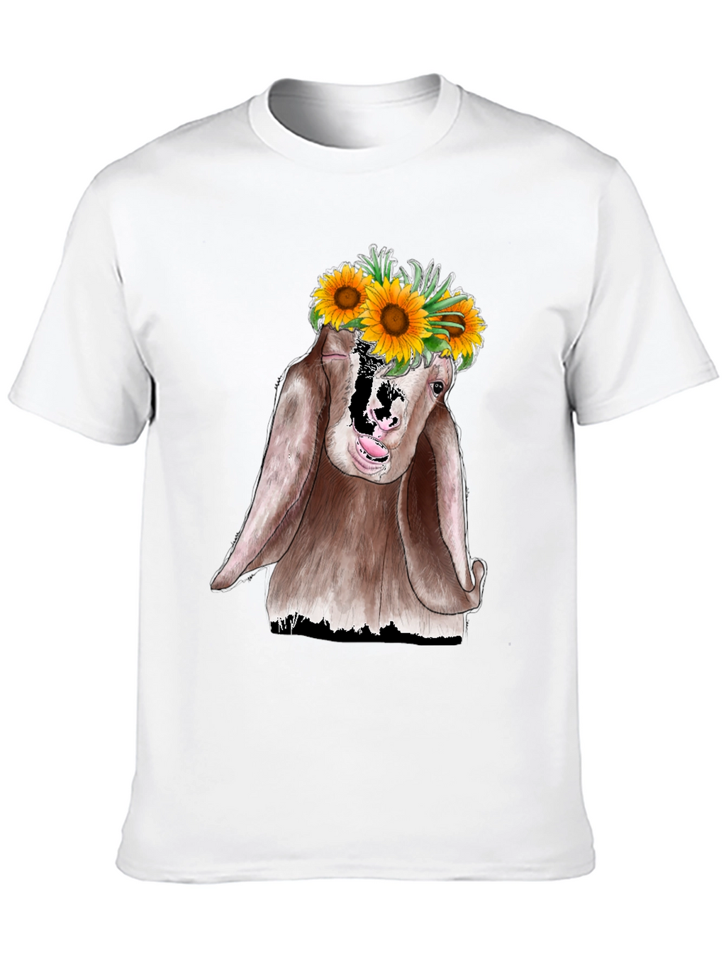 Goat Sunflower Graphic Tee - Unisex Black T-Shirt