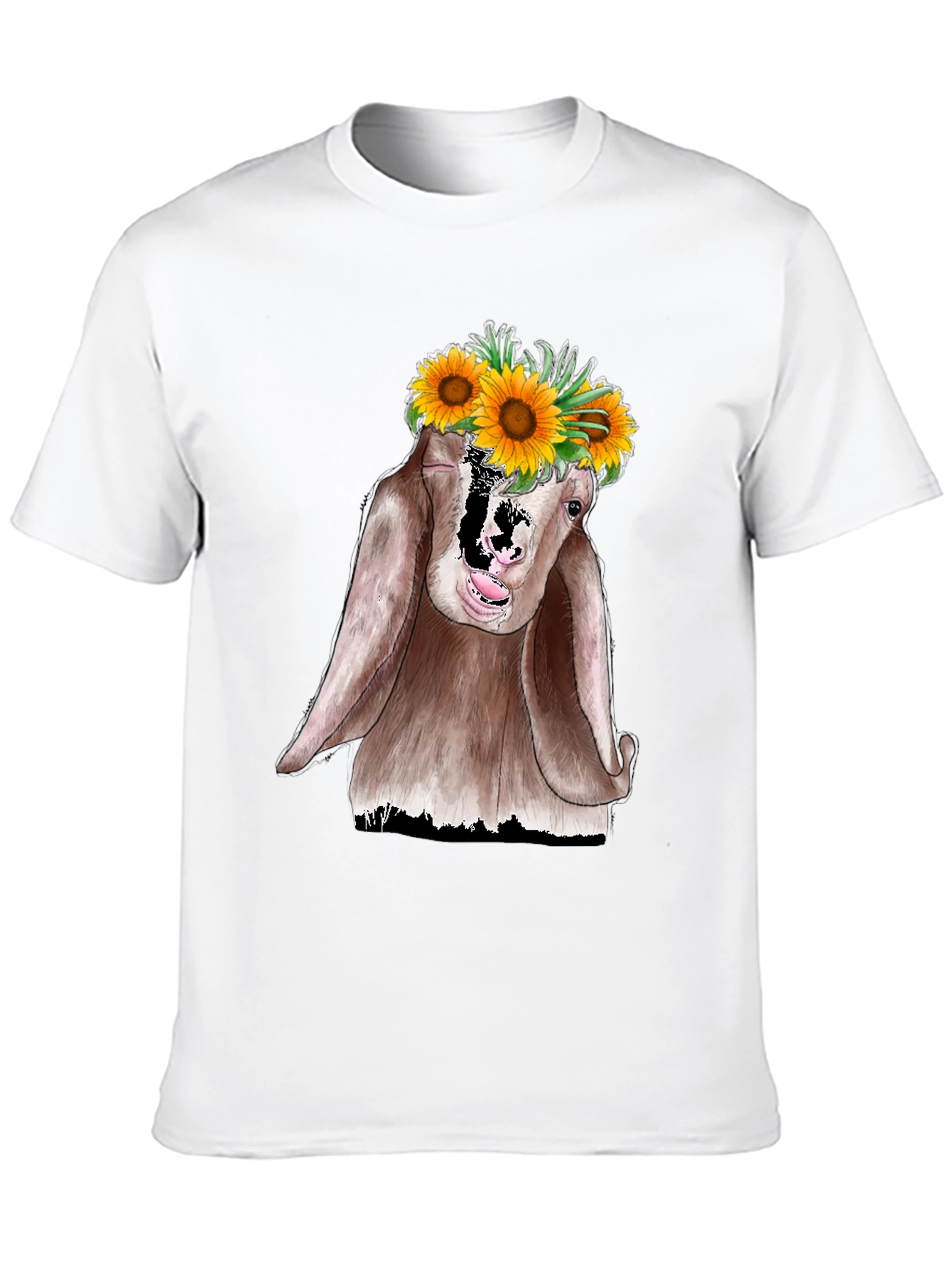 Goat Sunflower Graphic Tee - Unisex Black T-Shirt
