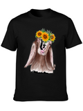Goat Sunflower Graphic Tee - Unisex Black T-Shirt