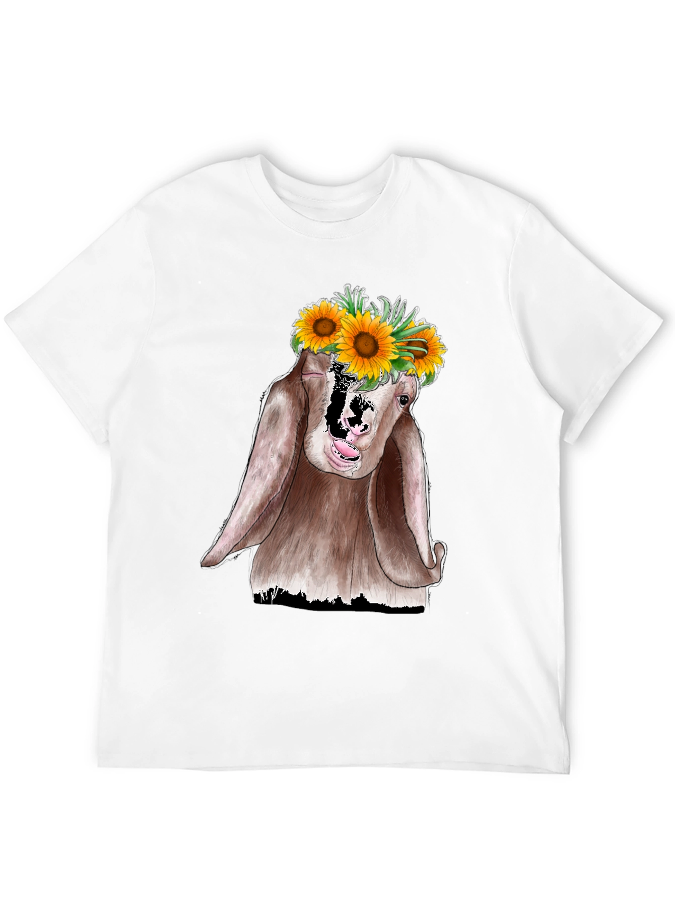 Goat Sunflower Graphic Tee - Unisex Black T-Shirt