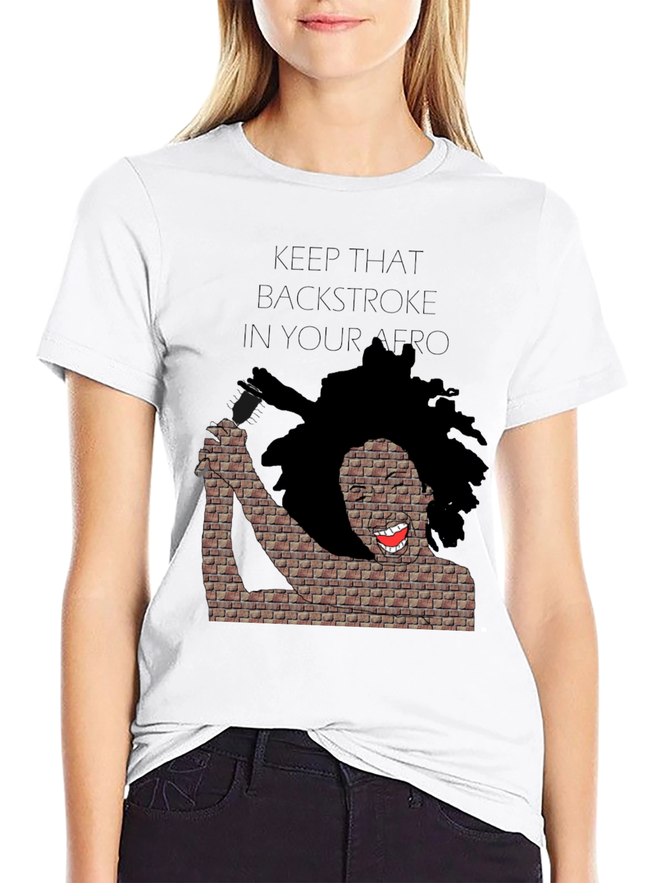 Keep That Backstroke in Your Afro Black T-Shirt