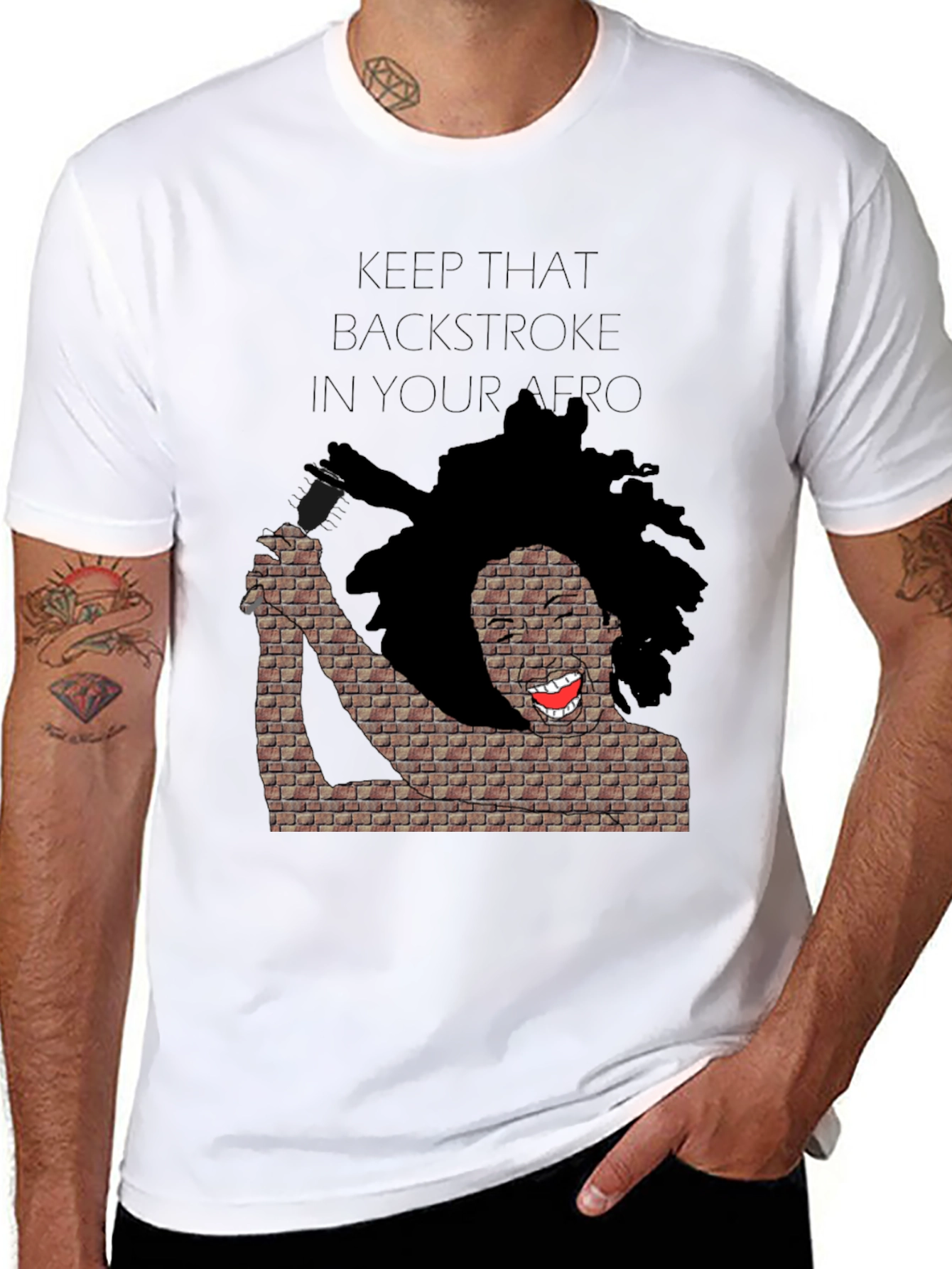 Keep That Backstroke in Your Afro Black T-Shirt