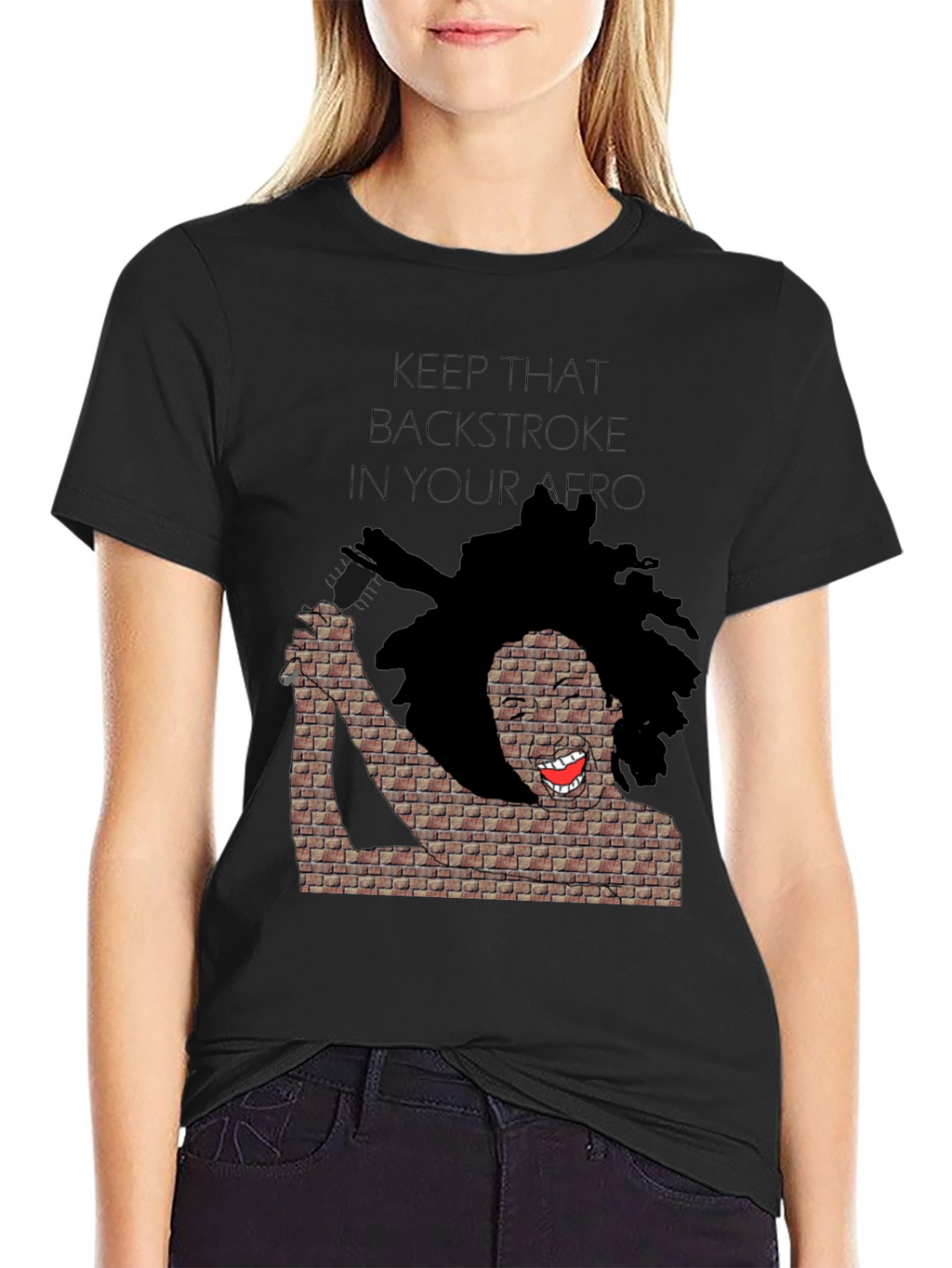 Keep That Backstroke in Your Afro Black T-Shirt