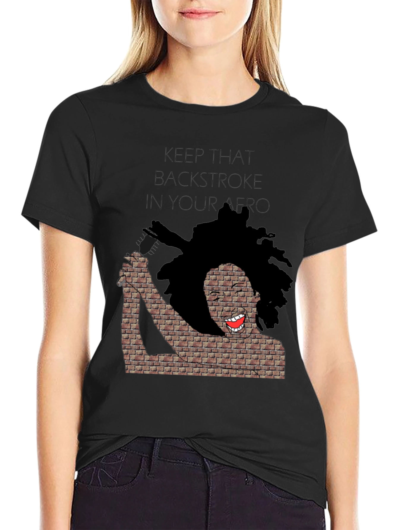 Keep That Backstroke in Your Afro Black T-Shirt