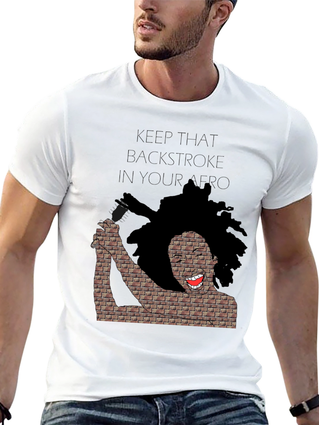Keep That Backstroke in Your Afro Black T-Shirt