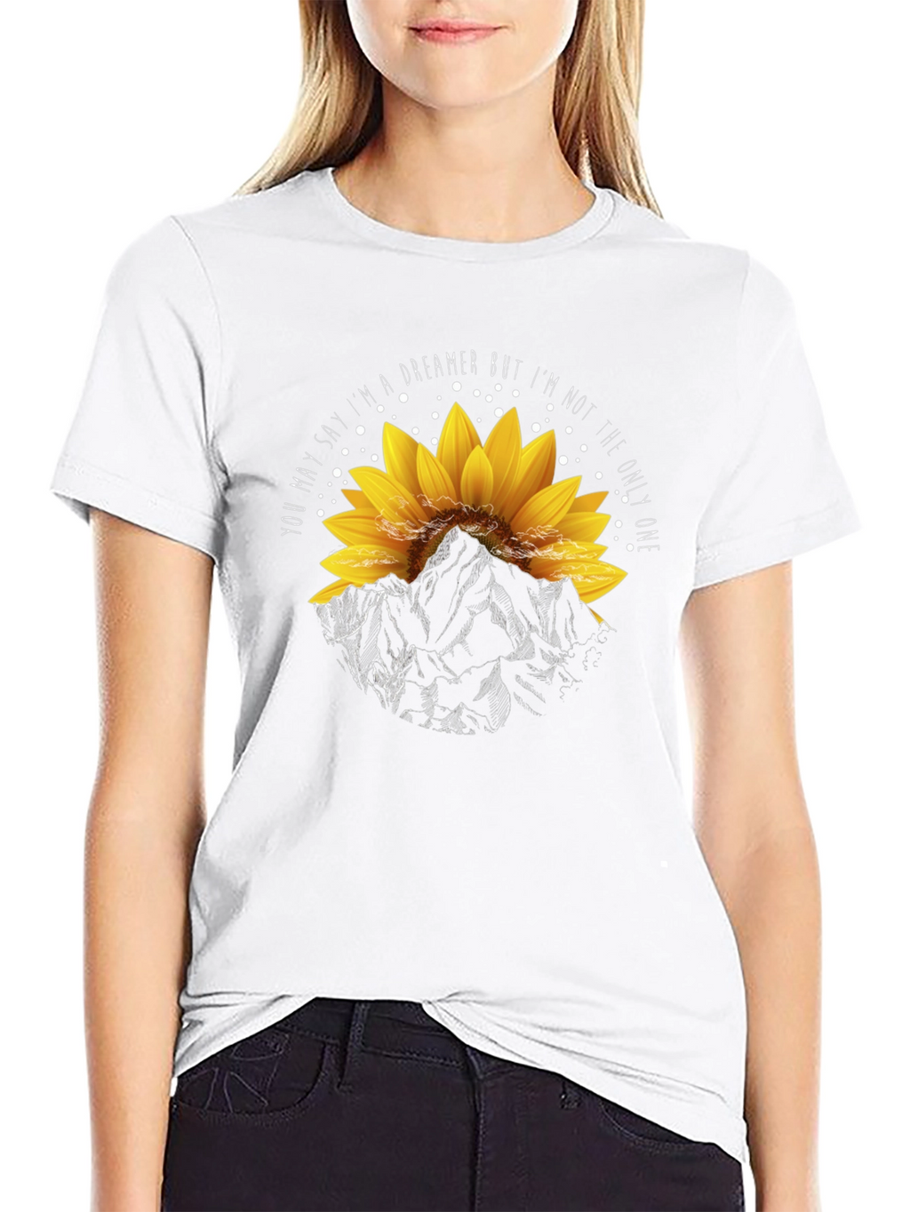 Dreamer Sunflower Mountain Graphic T-Shirt